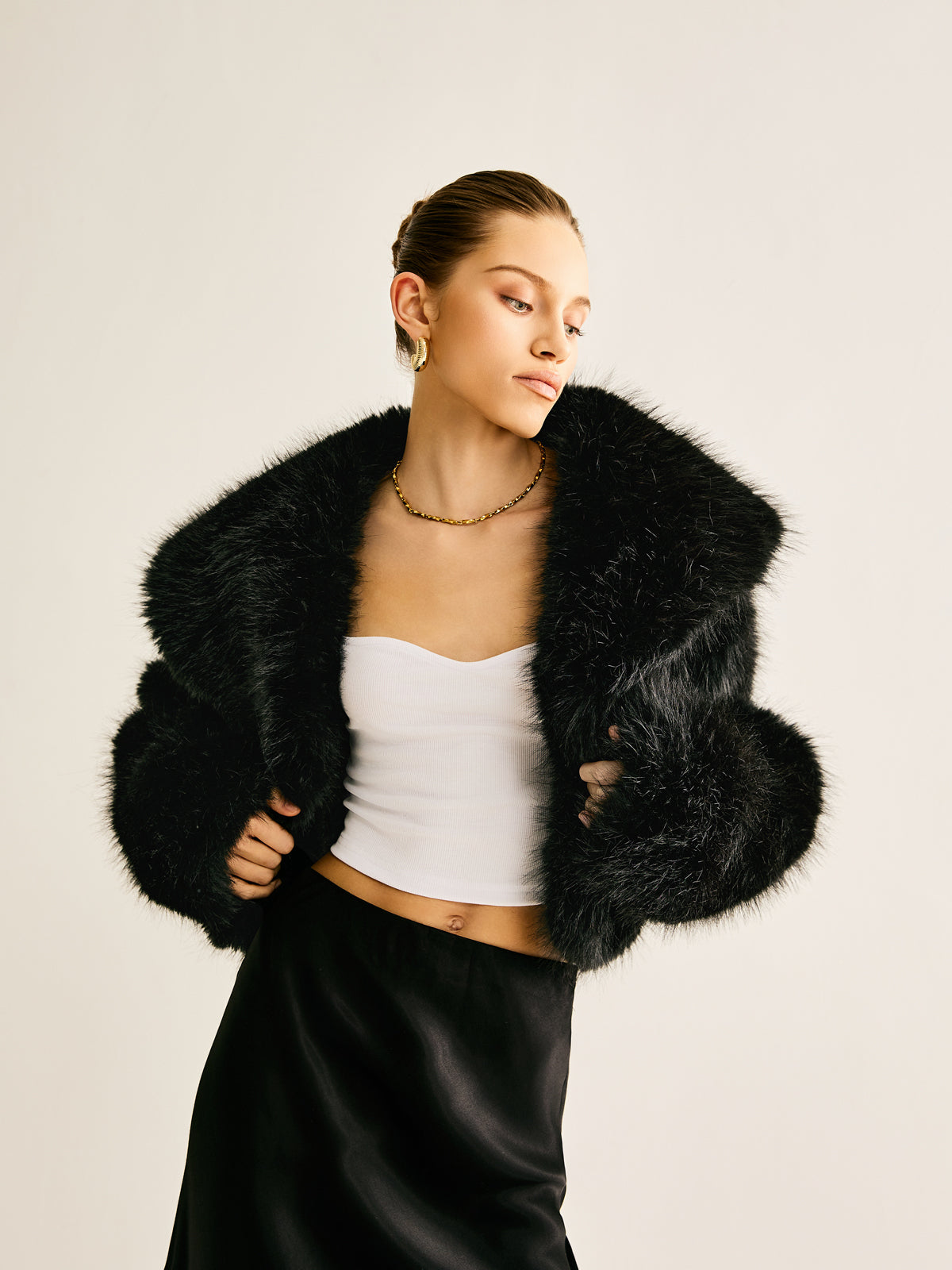 Crop Faux Fur Warm Coat