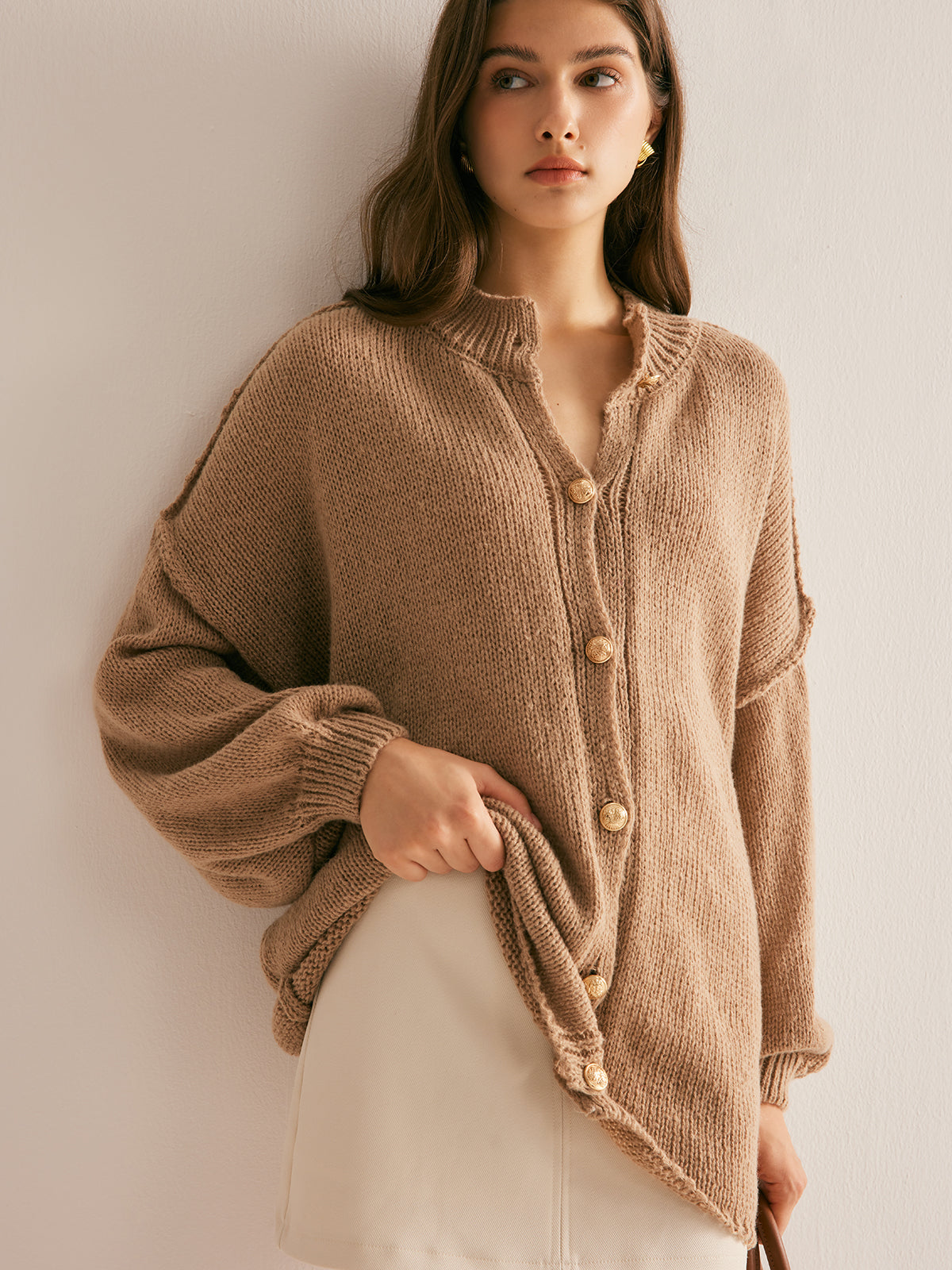 Button Loose Soft Cardigan