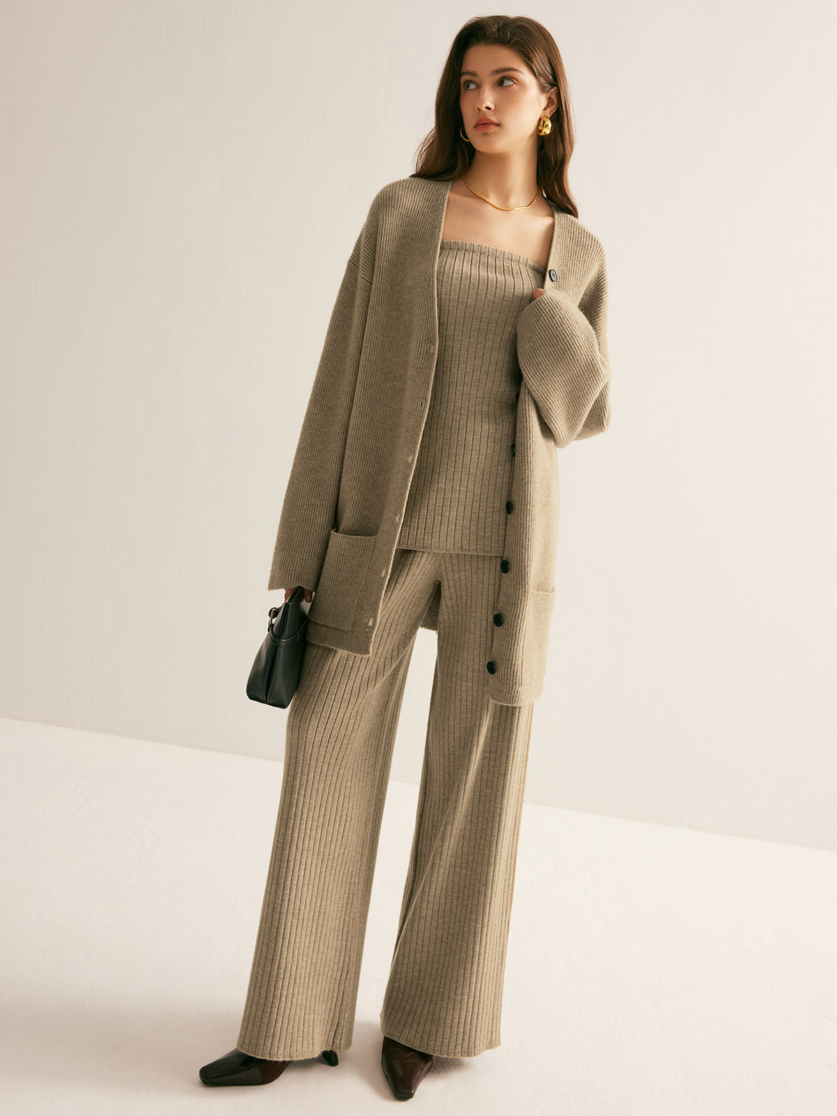 Ribbed Loose Knit Outerwear