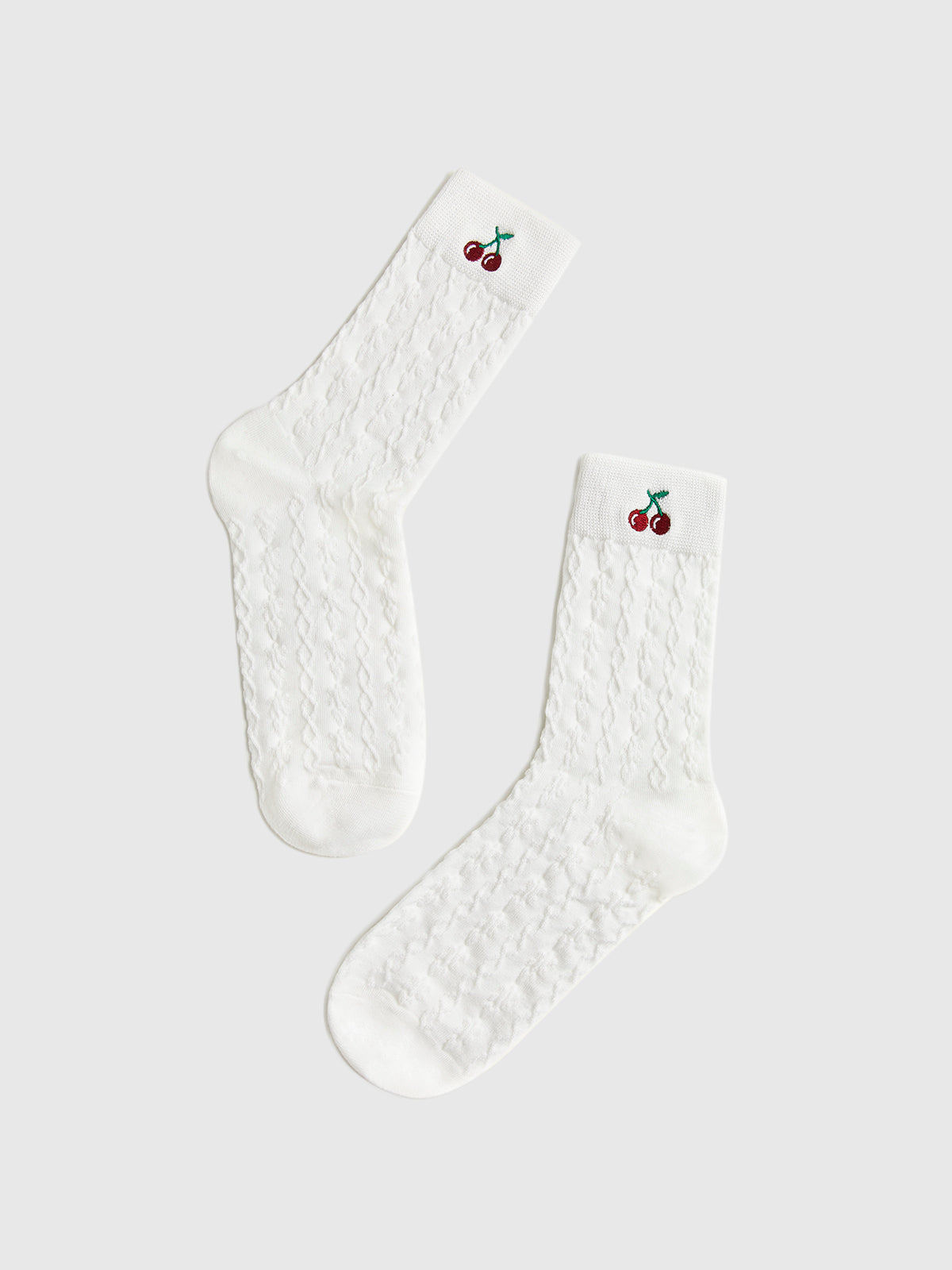 Cherry Embroidered Twist Warm Pile Socks