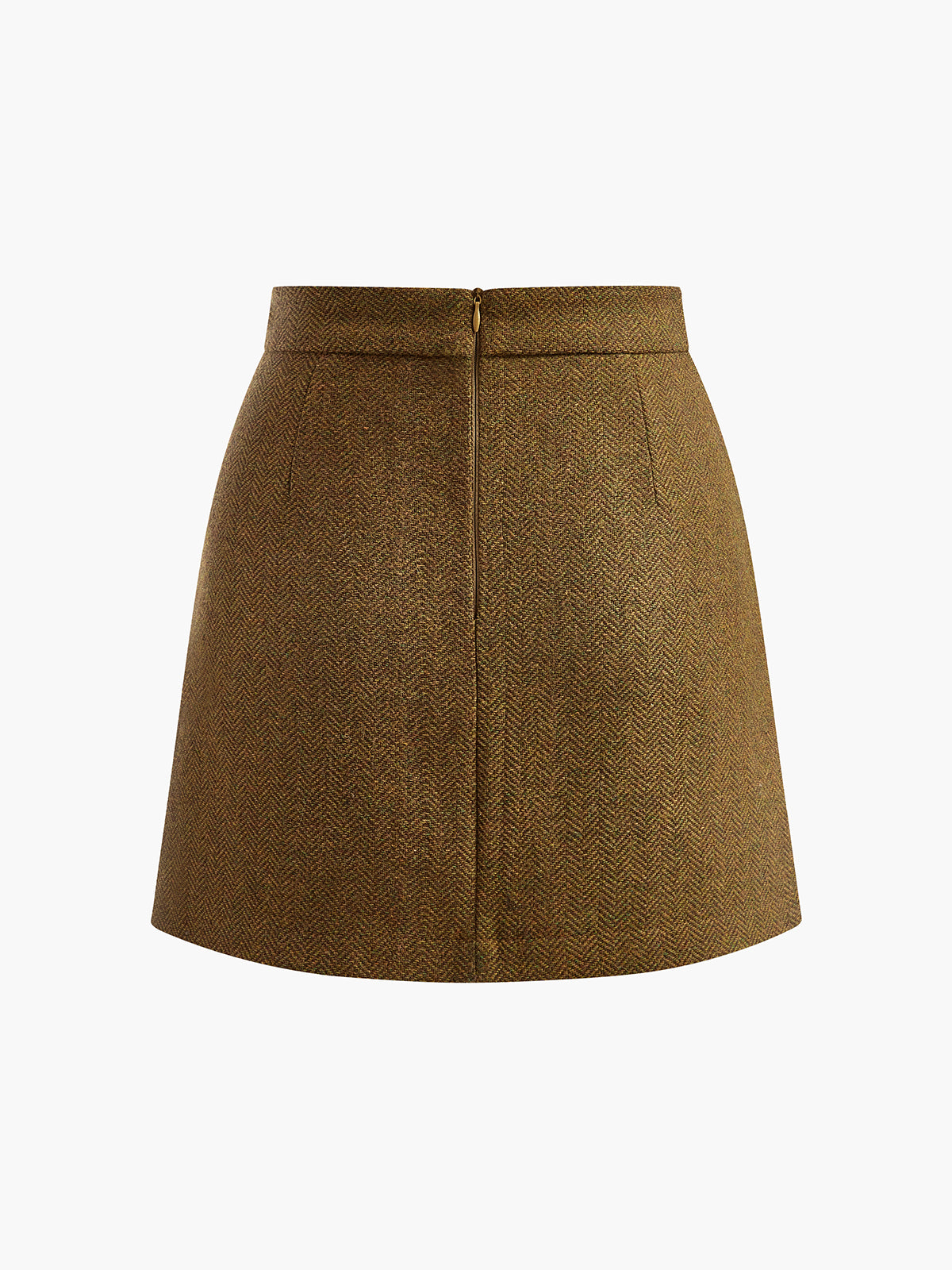 Wool-Blend Zipper Wrap Skirt