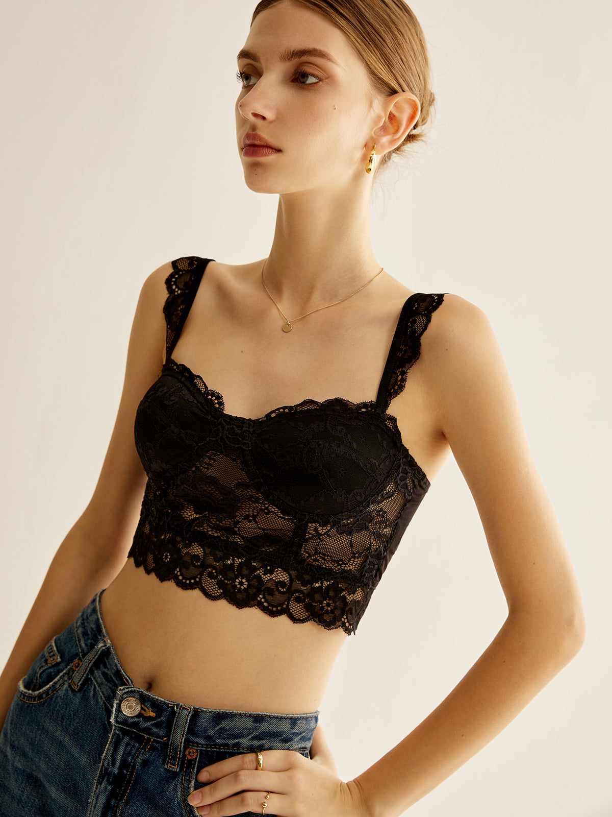 Lace Piping Corset Top