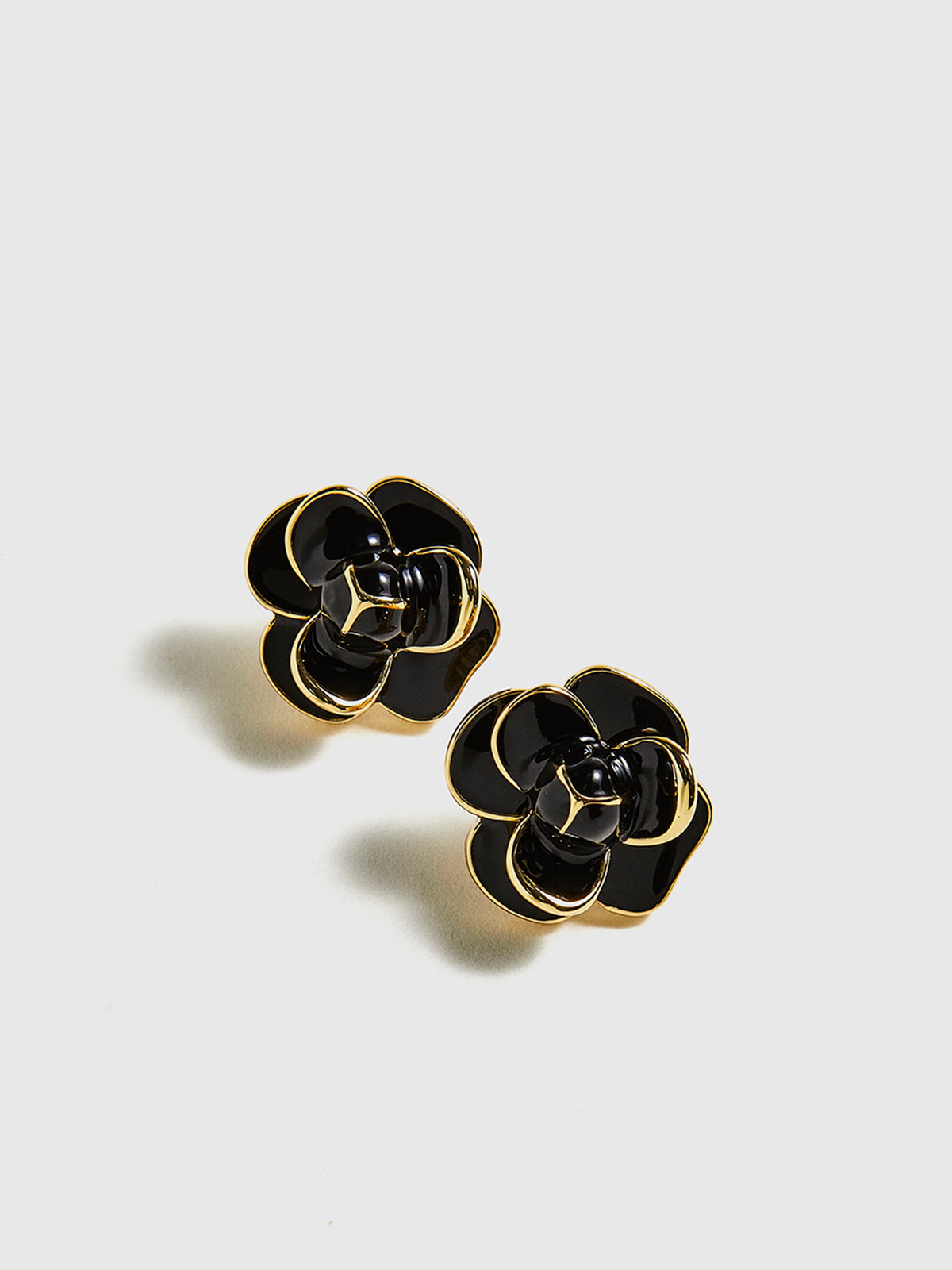 Vintage Camellia Flower Stud Earrings