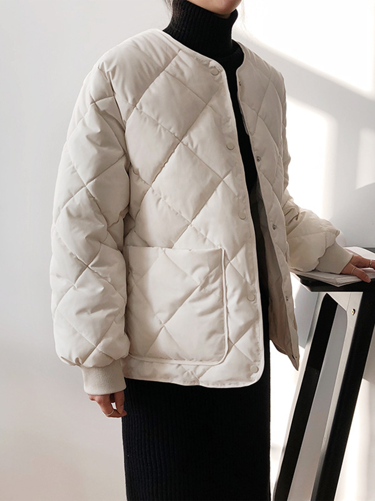 Rhombic Button Down Winter Coat