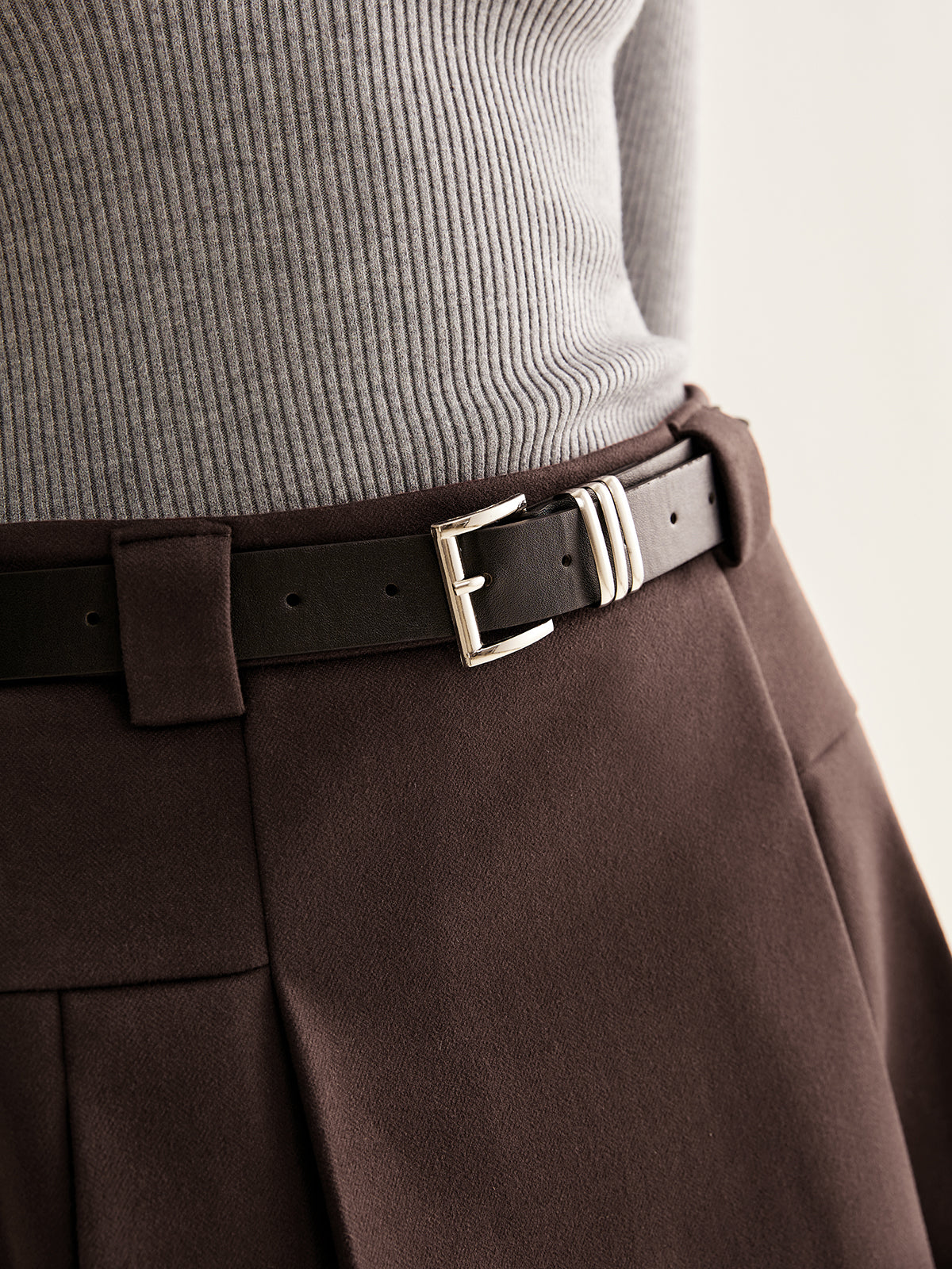 Utility Pleated Belted Skirt