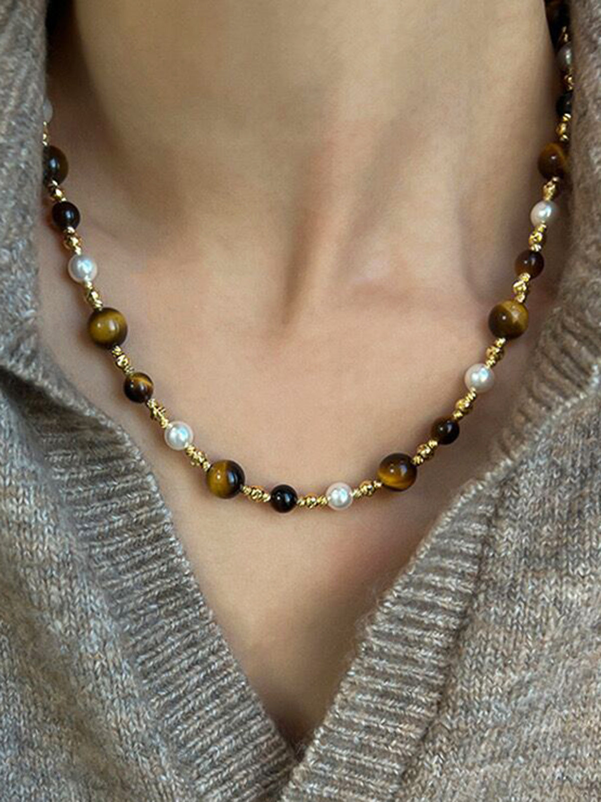 Tiger Eye Stone Choker Necklace