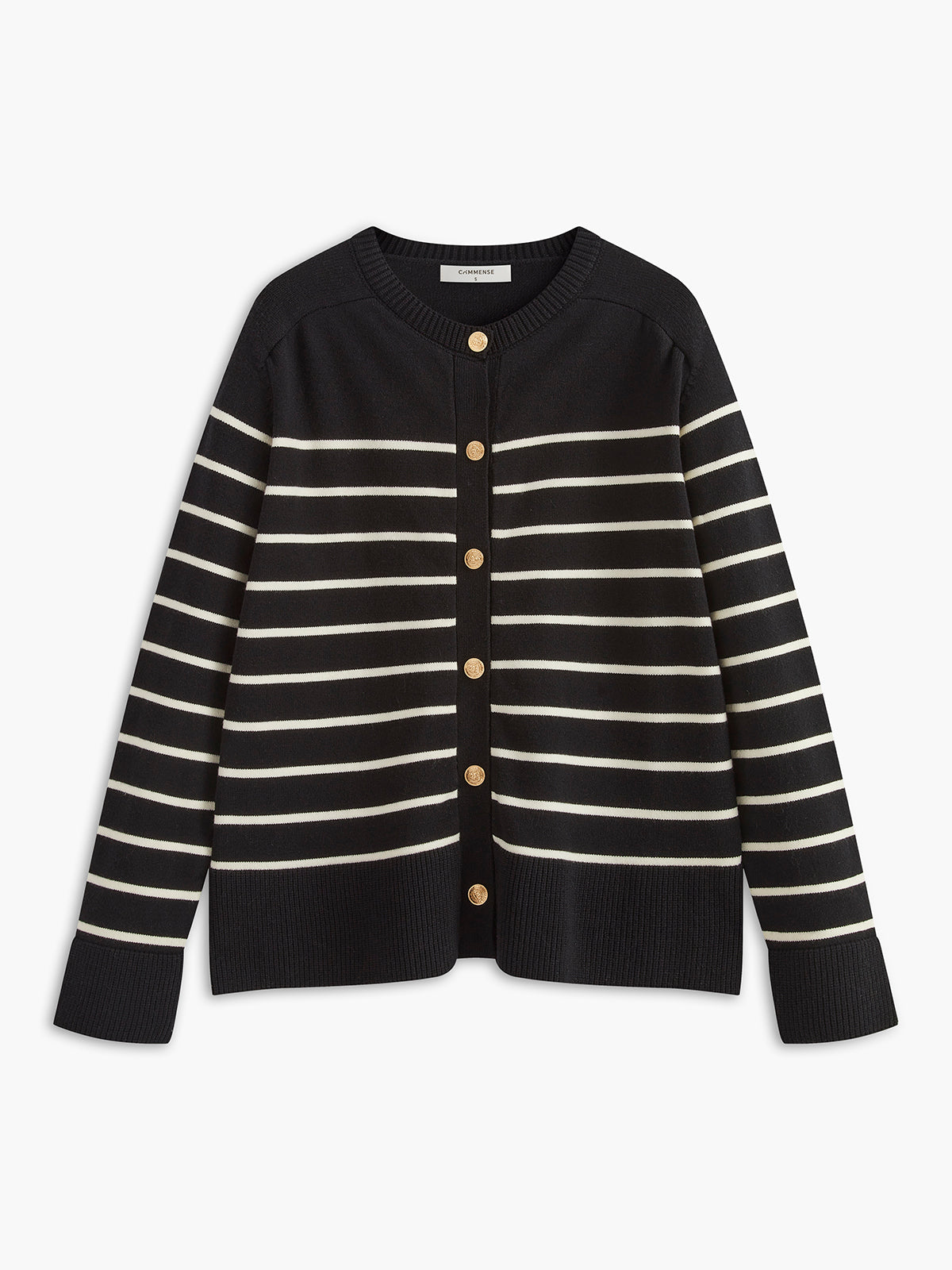 Golden Button Striped Cozy Cardigan