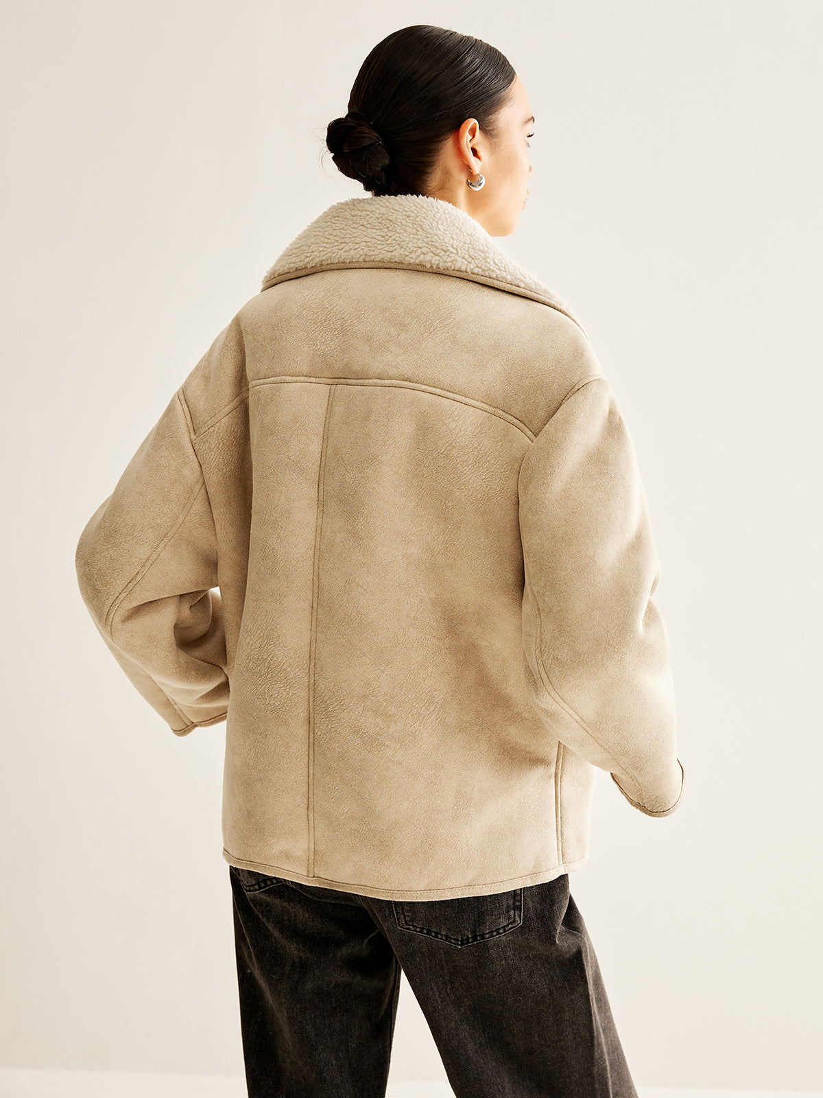 Cashmere-Blend Button Fleece Jacket