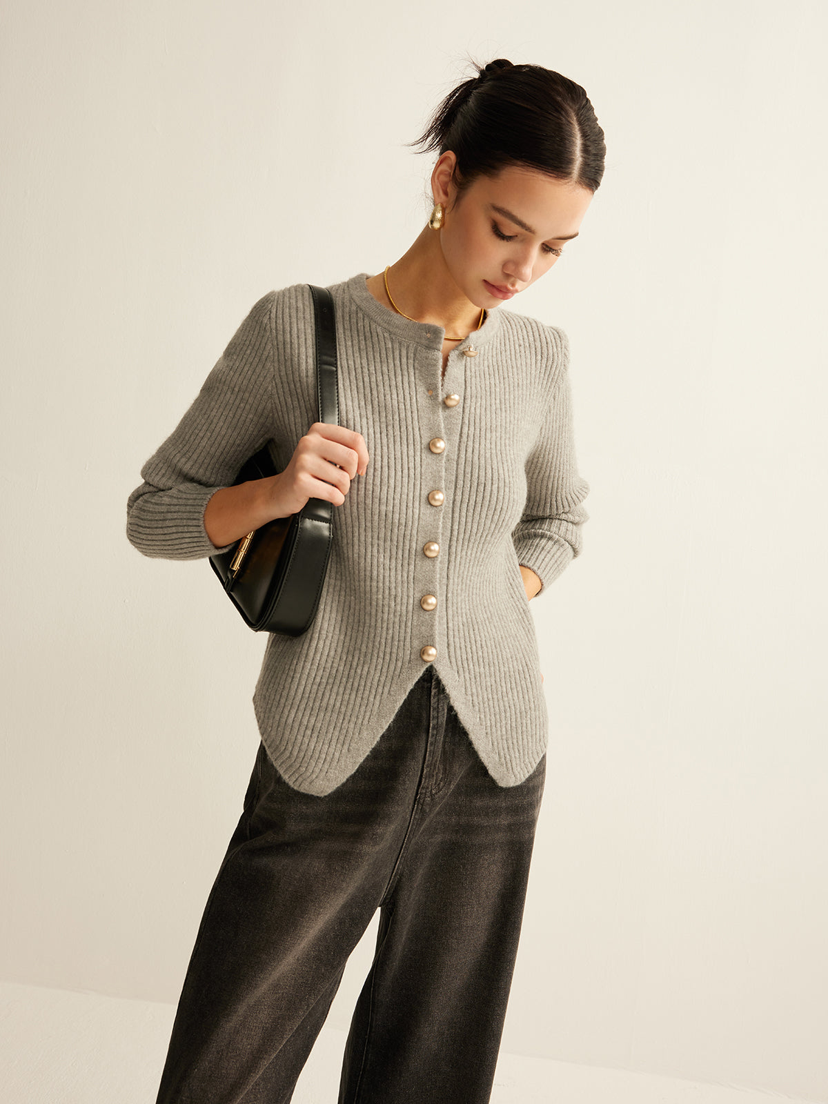 Button Down Split Cardigan