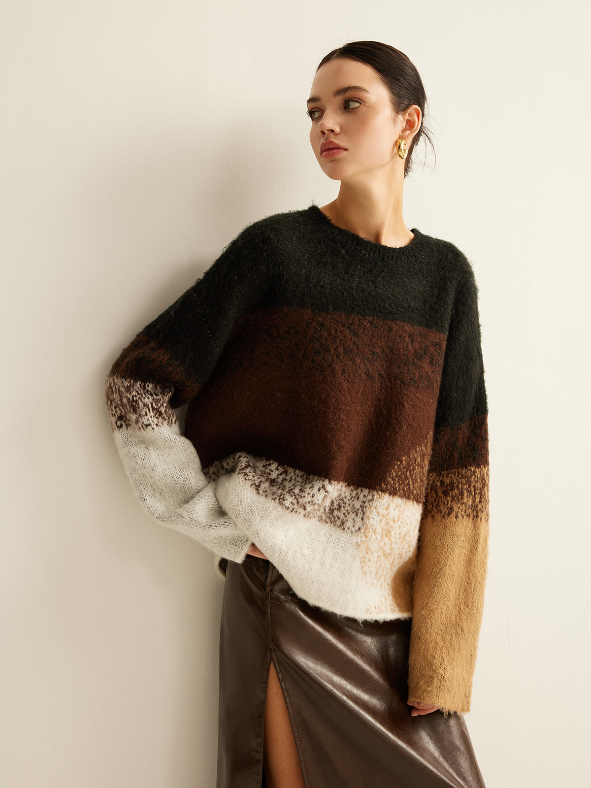 Versatile Color Block Loose Sweater