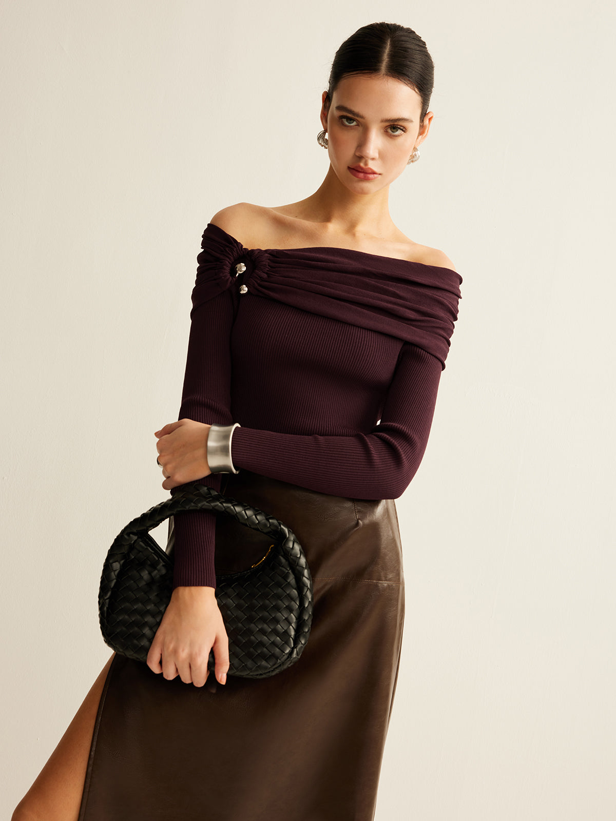 Ruched Slim Knit Top