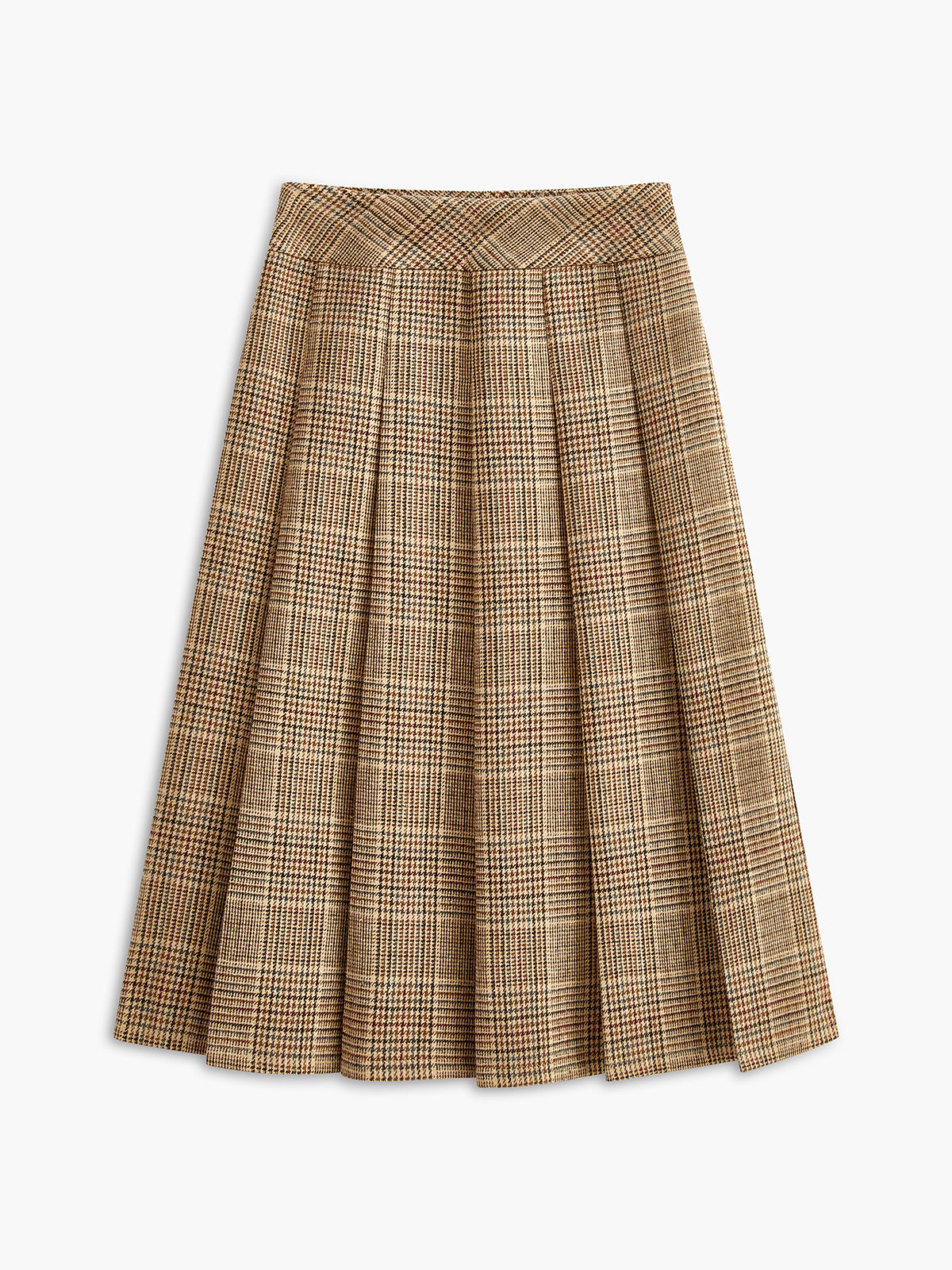 Tweed Pleated Zipper Skirt