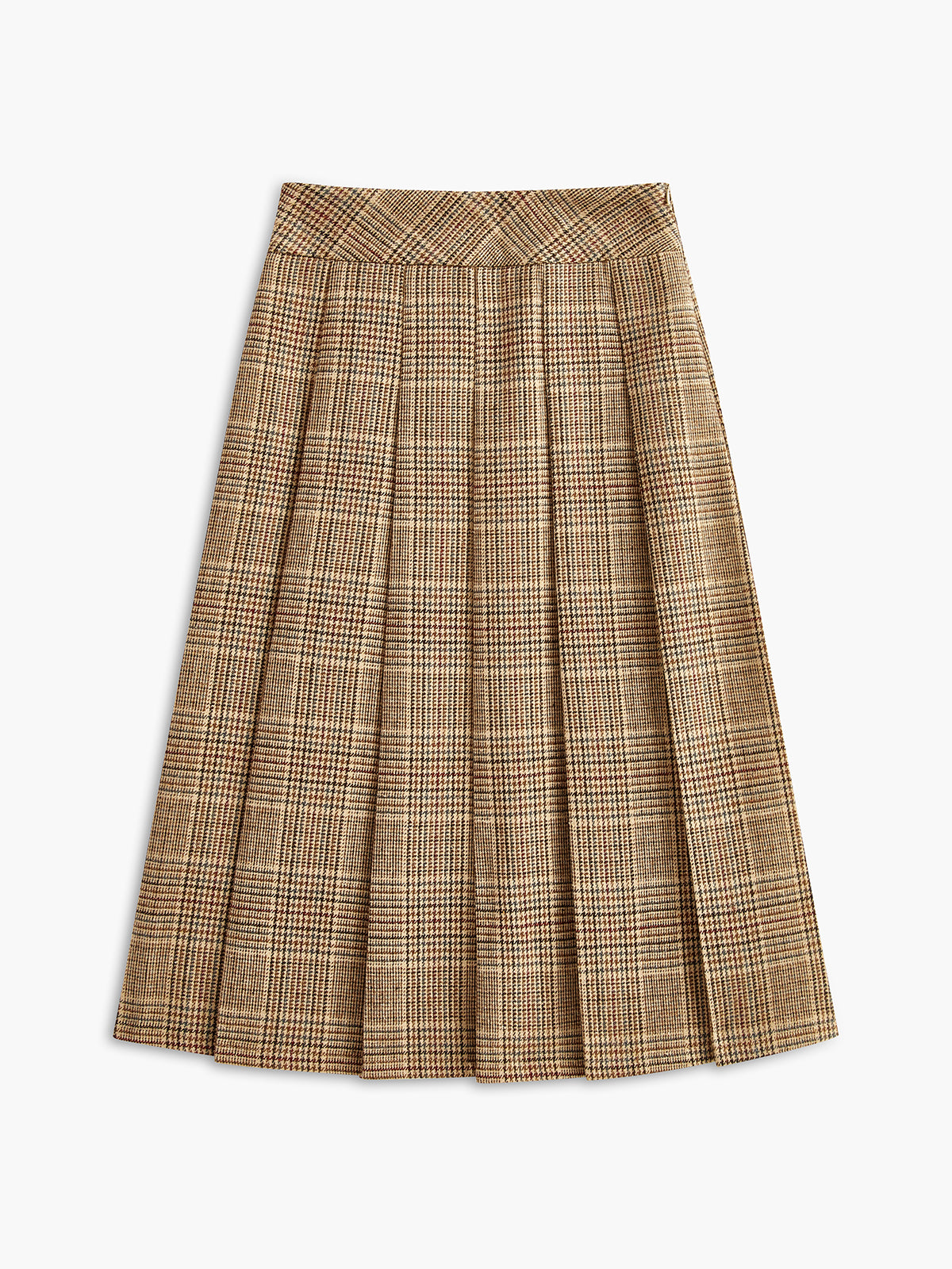 Tweed Pleated Zipper Skirt