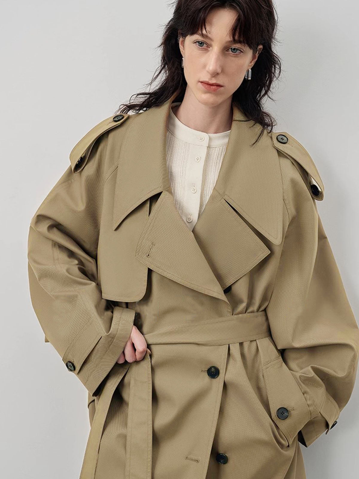 Lapel Loose Belted Trench Coat