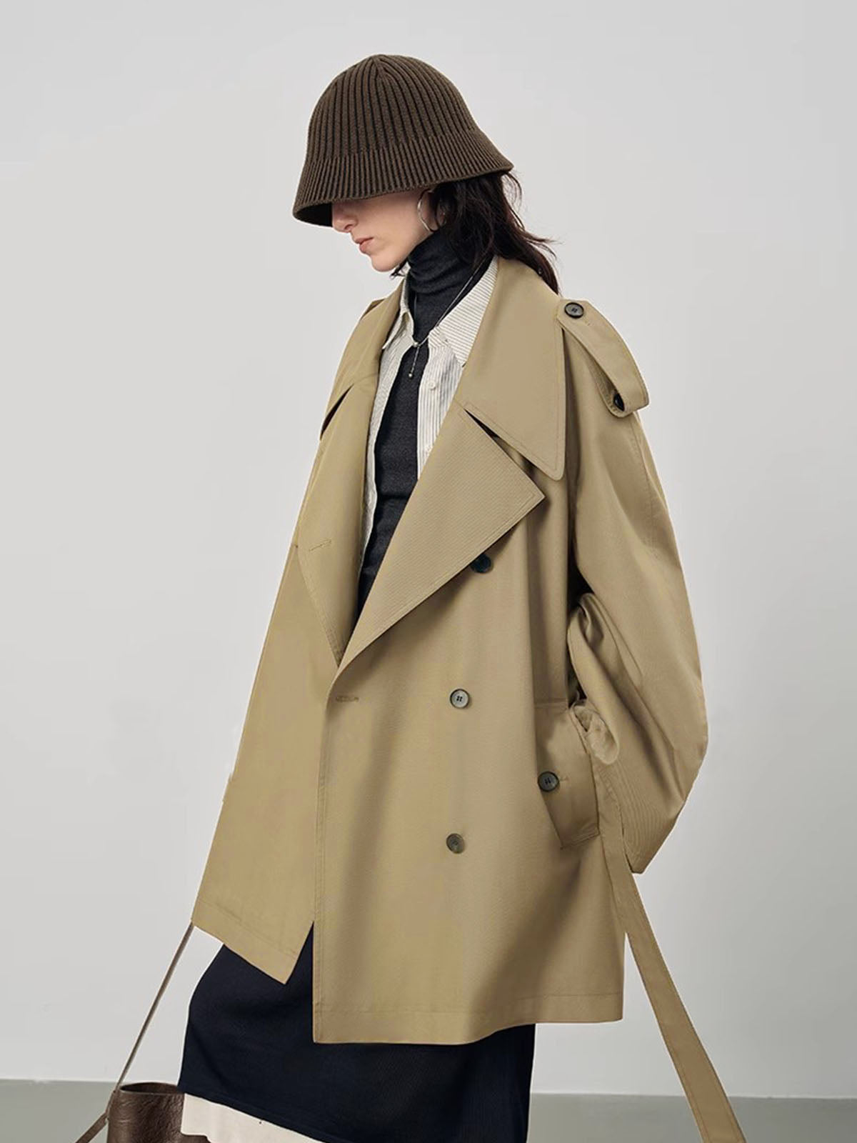 Lapel Loose Belted Trench Coat