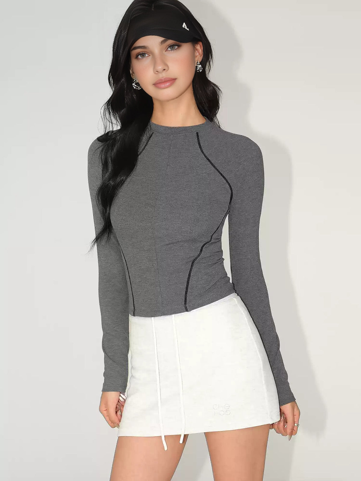 Contrast Piping Slim Jersey Top