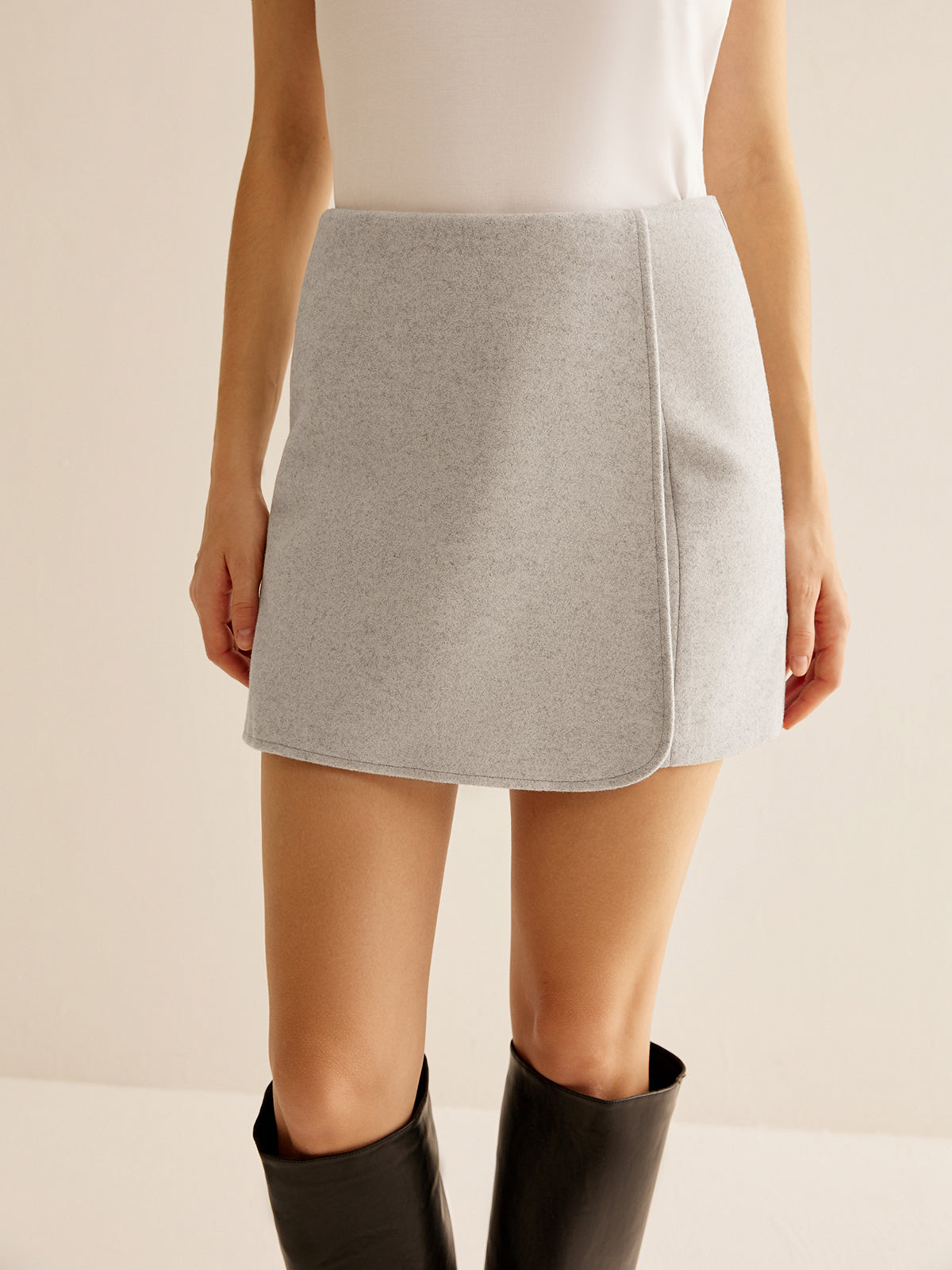 Tweed Side-Zipper Mini Skirt