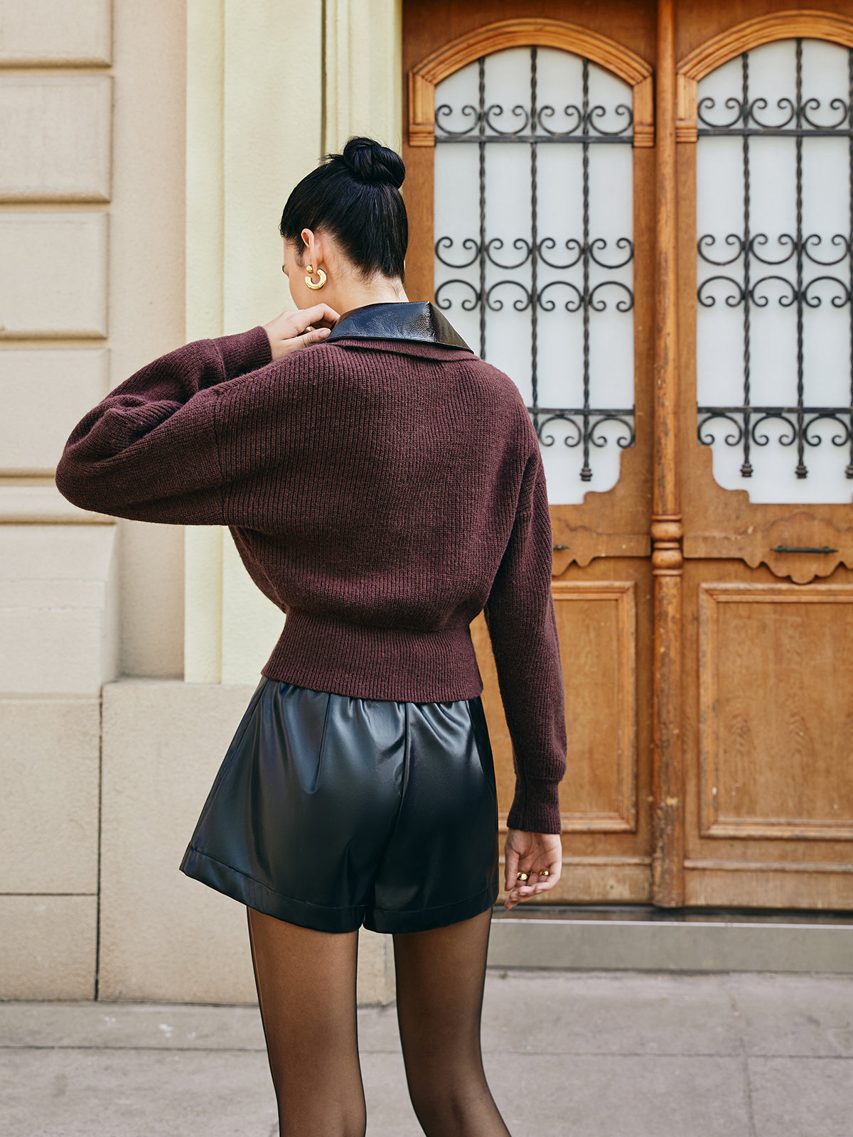 Color Block Zipper Knit Top