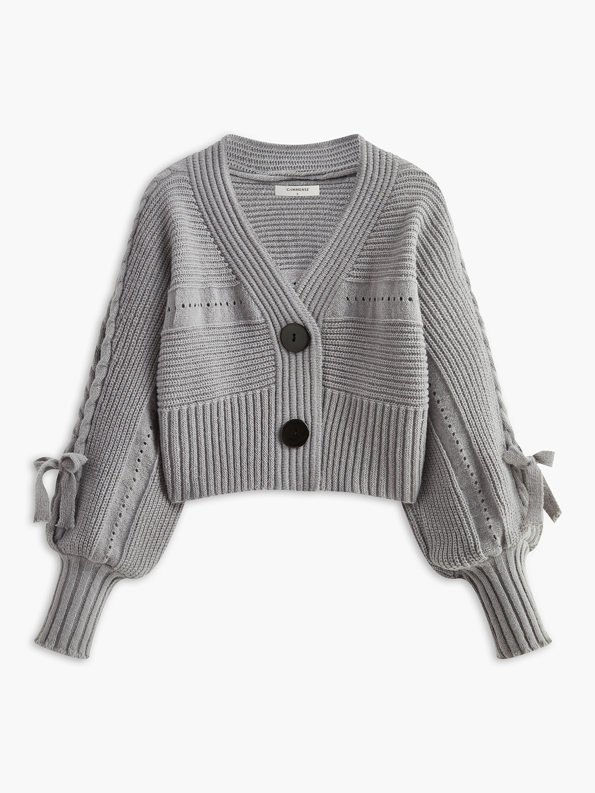 Cable-Knit V-Neck Button Cardigan