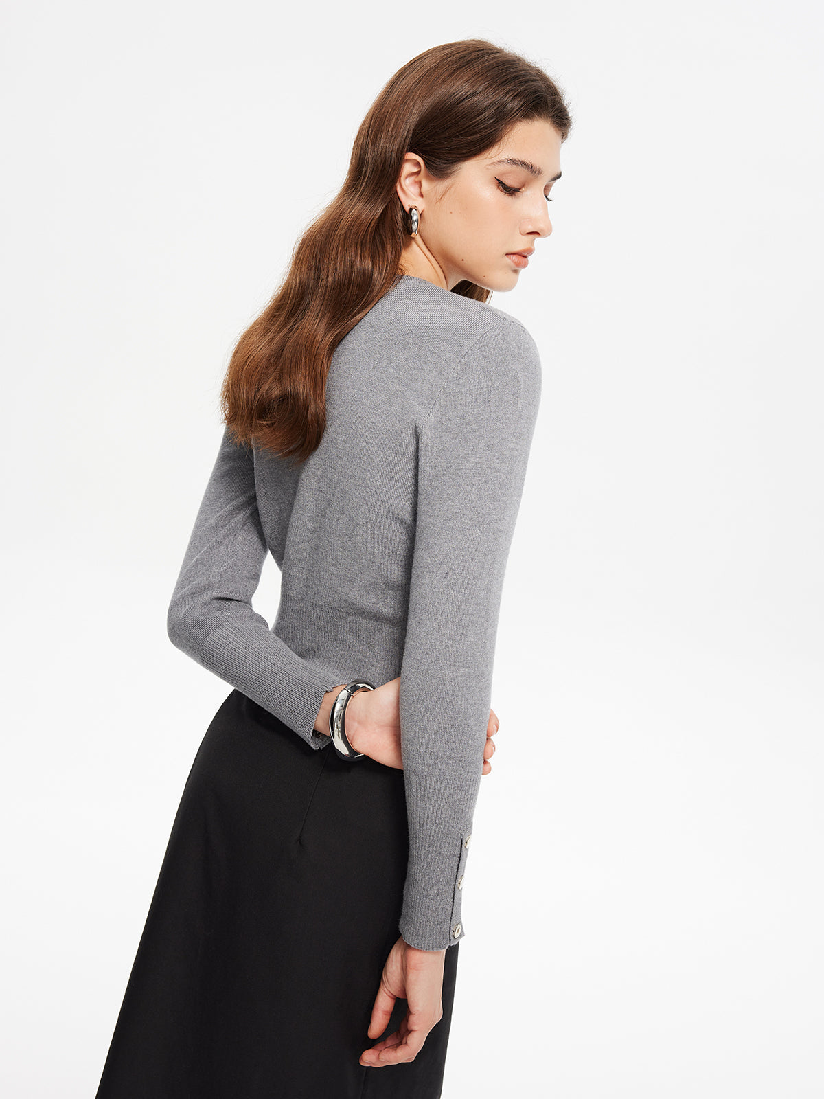 Side Breasted Crop Sweater