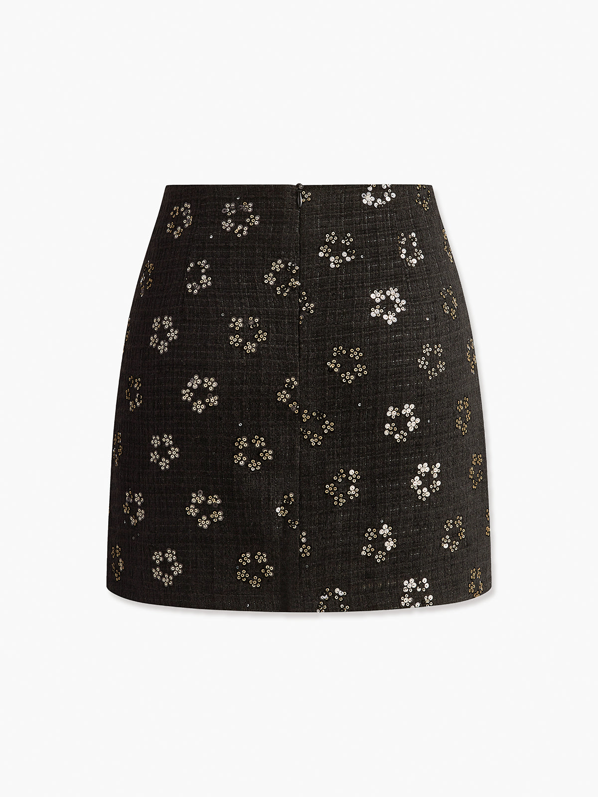 Sequins Floral Tweed Skirt