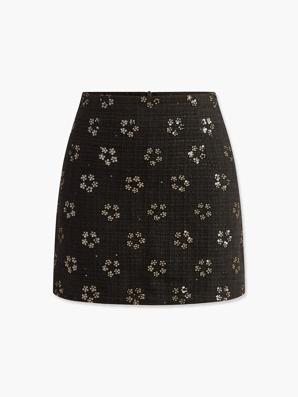 Sequins Floral Tweed Skirt