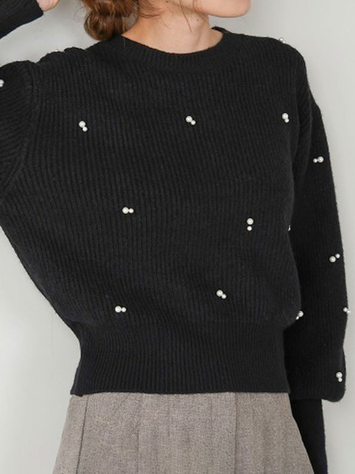 Pearl Beaded Cinched Sweater