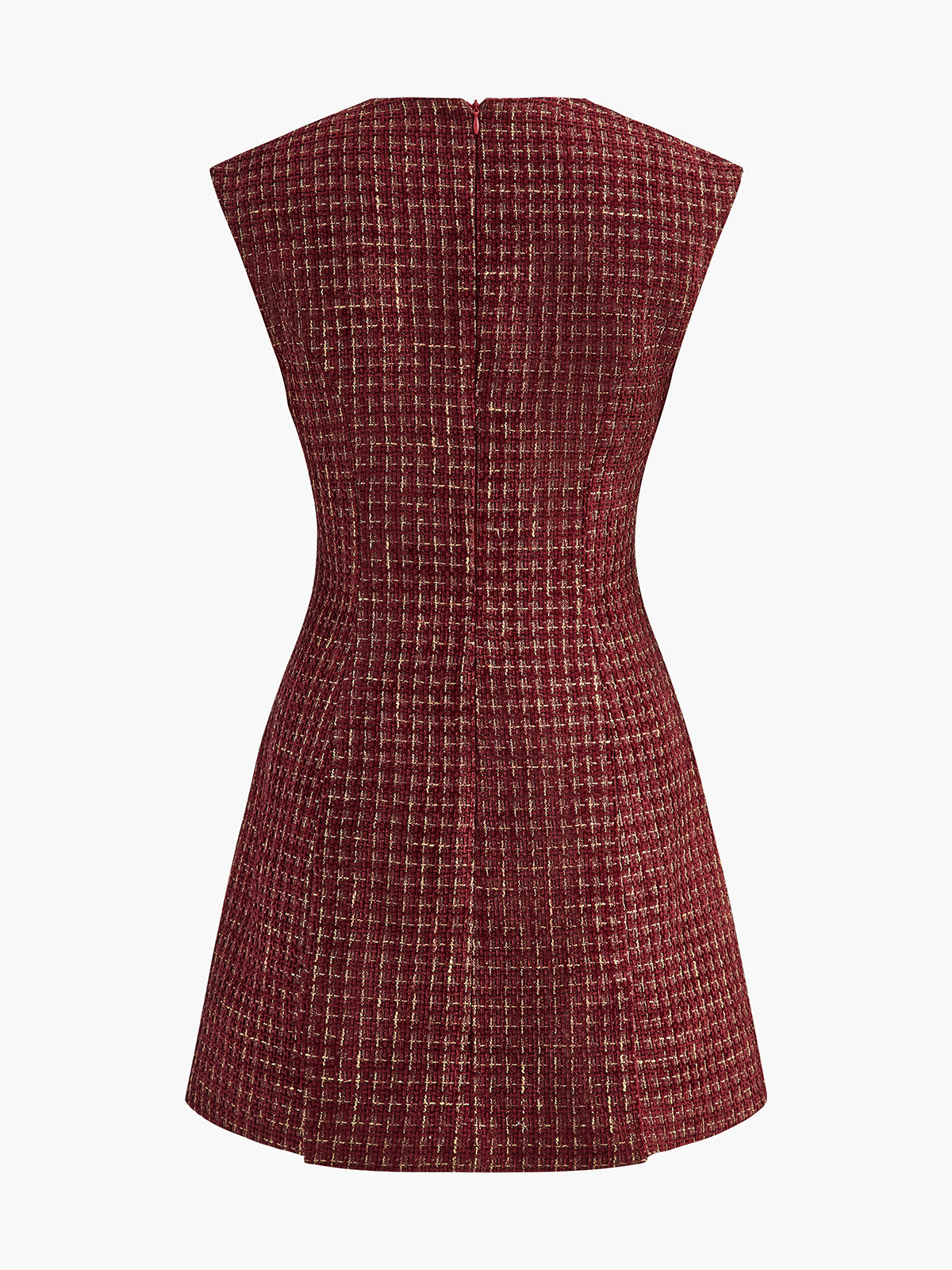 Piping Zipper Tweed Short Dress