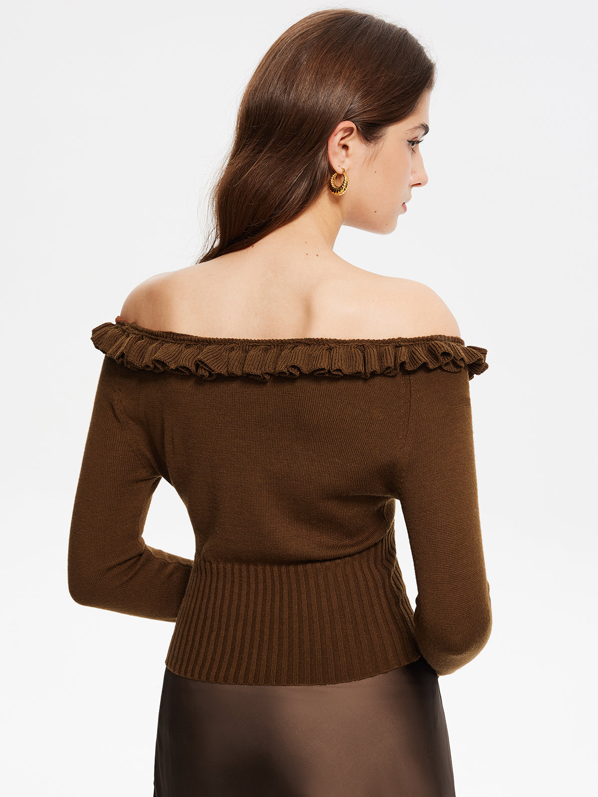 Cashmere-Blend Off-Shoulder Ruffle Sweater