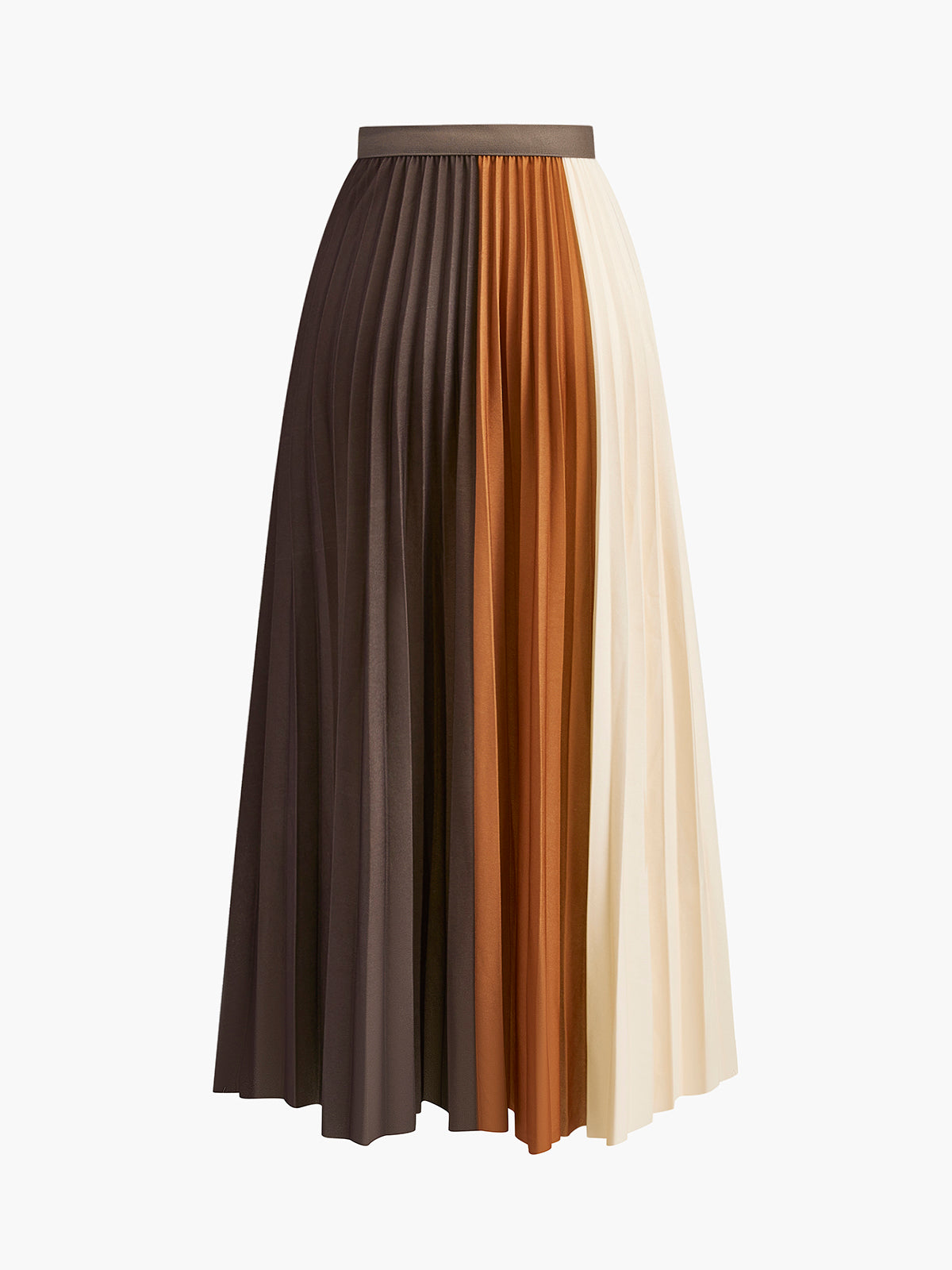 Color Block Pleated Skirt