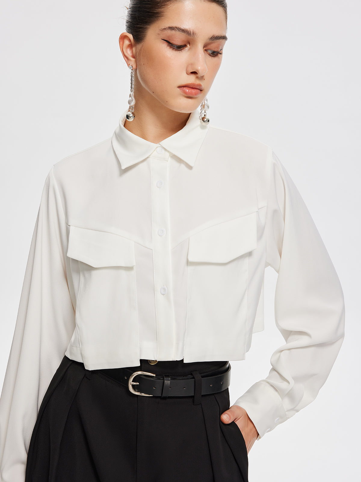 Fair And Square Collared Crop Shirt