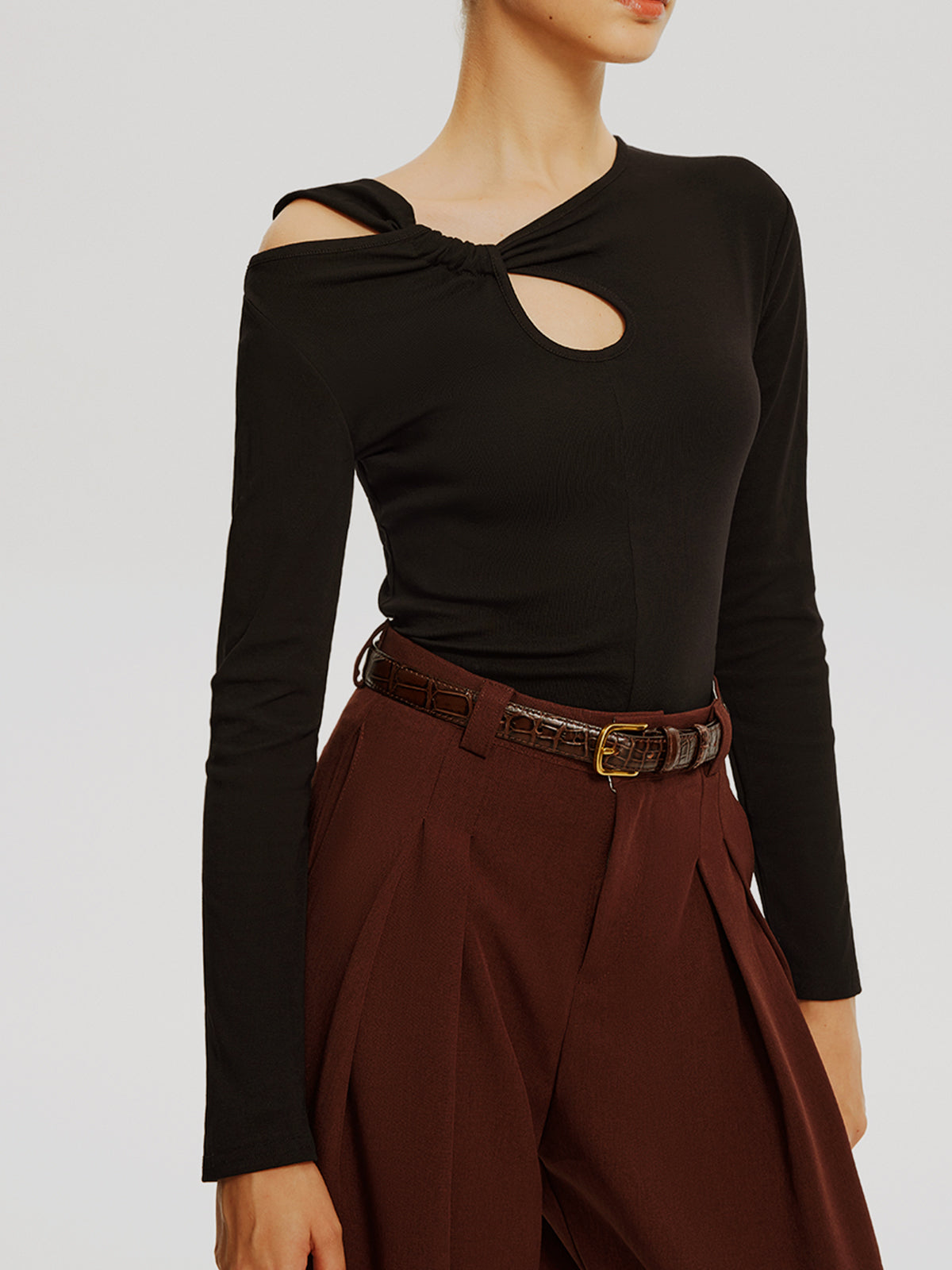 Asymmetrical Knotted Jersey Top