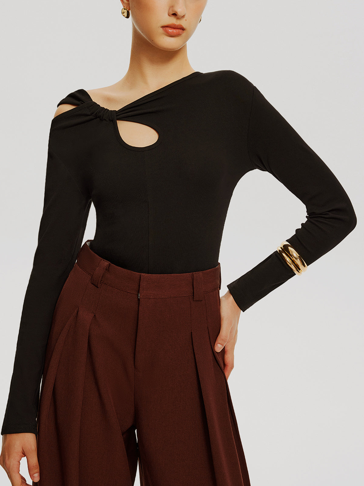 Asymmetrical Knotted Jersey Top