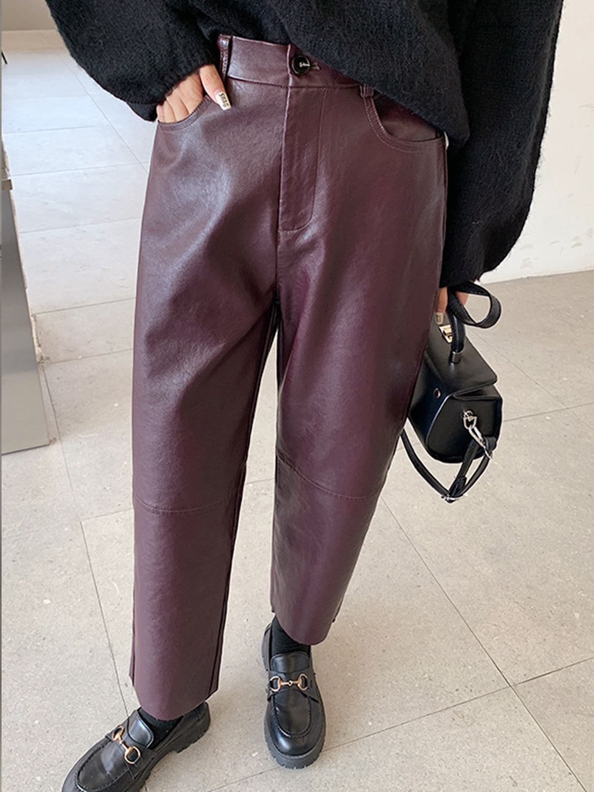 Faux Leather Cropped Pants