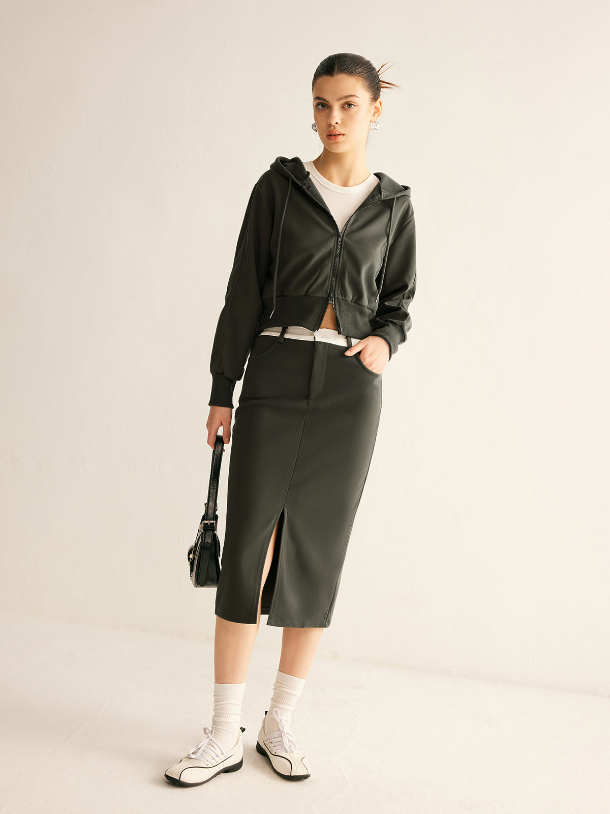 Athleisure Pockets Split Skirt