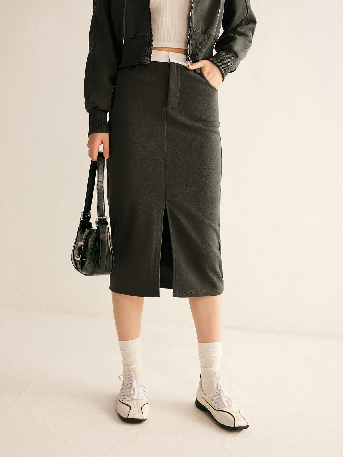 Athleisure Pockets Split Skirt