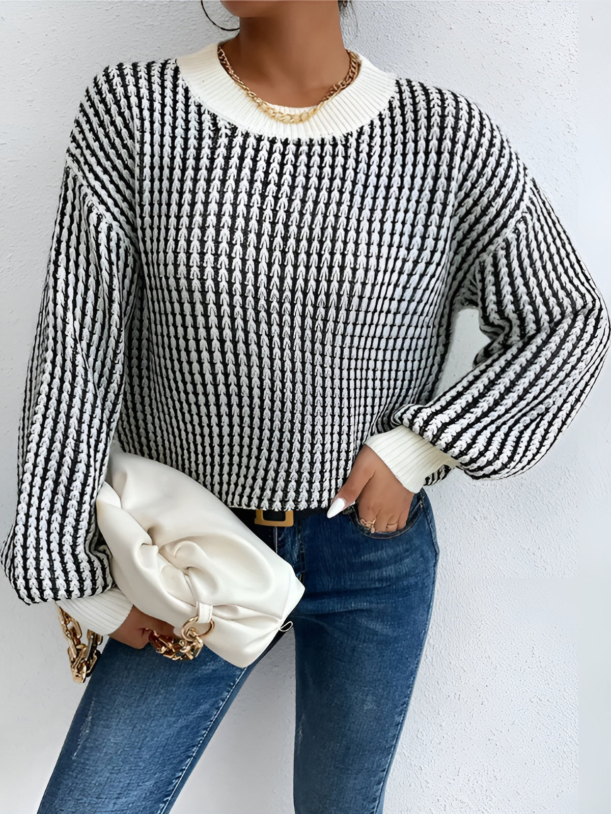 Color Block Striped Knit Top