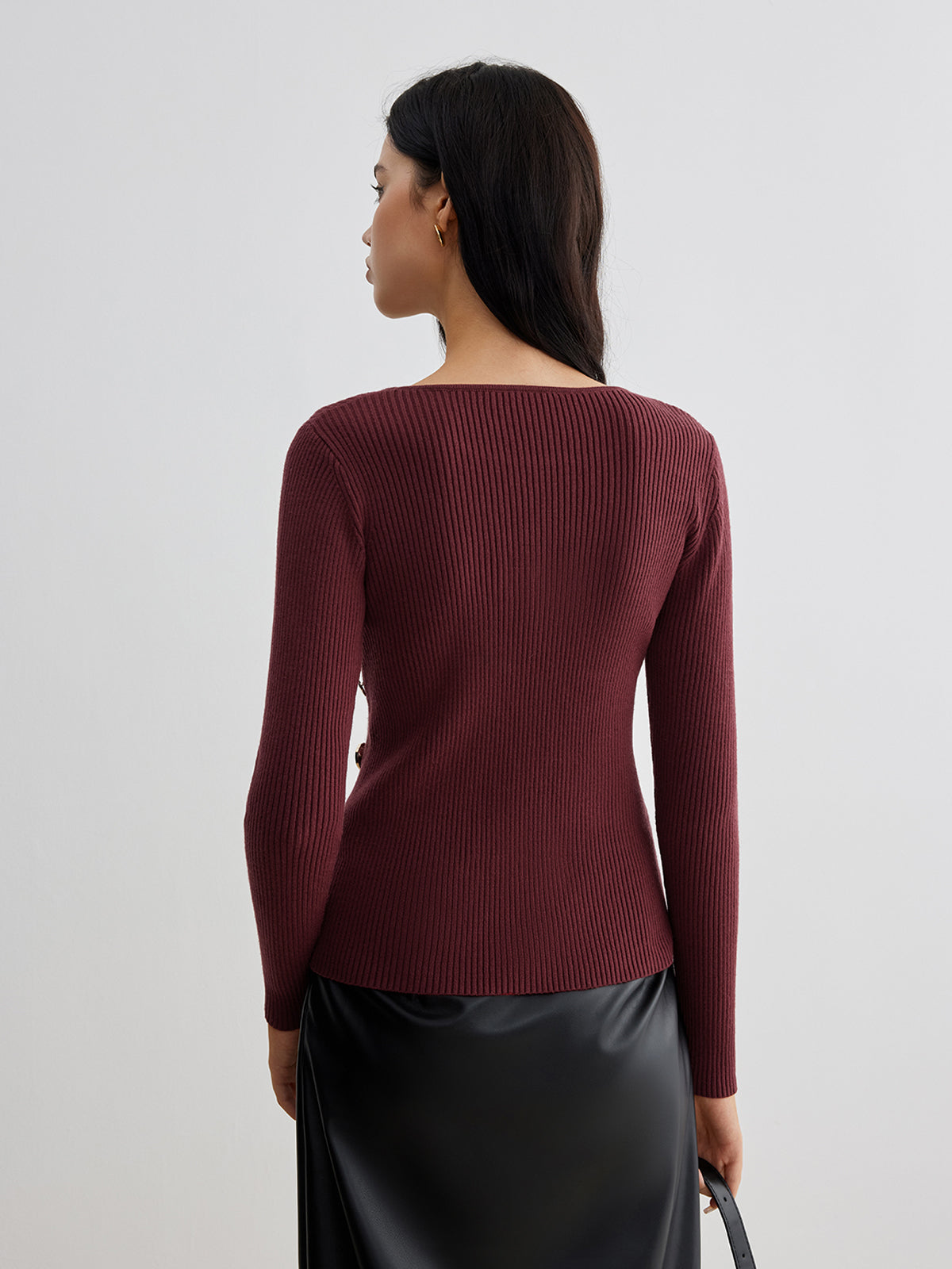 Asymmetrical Ribbed Slim Sweater