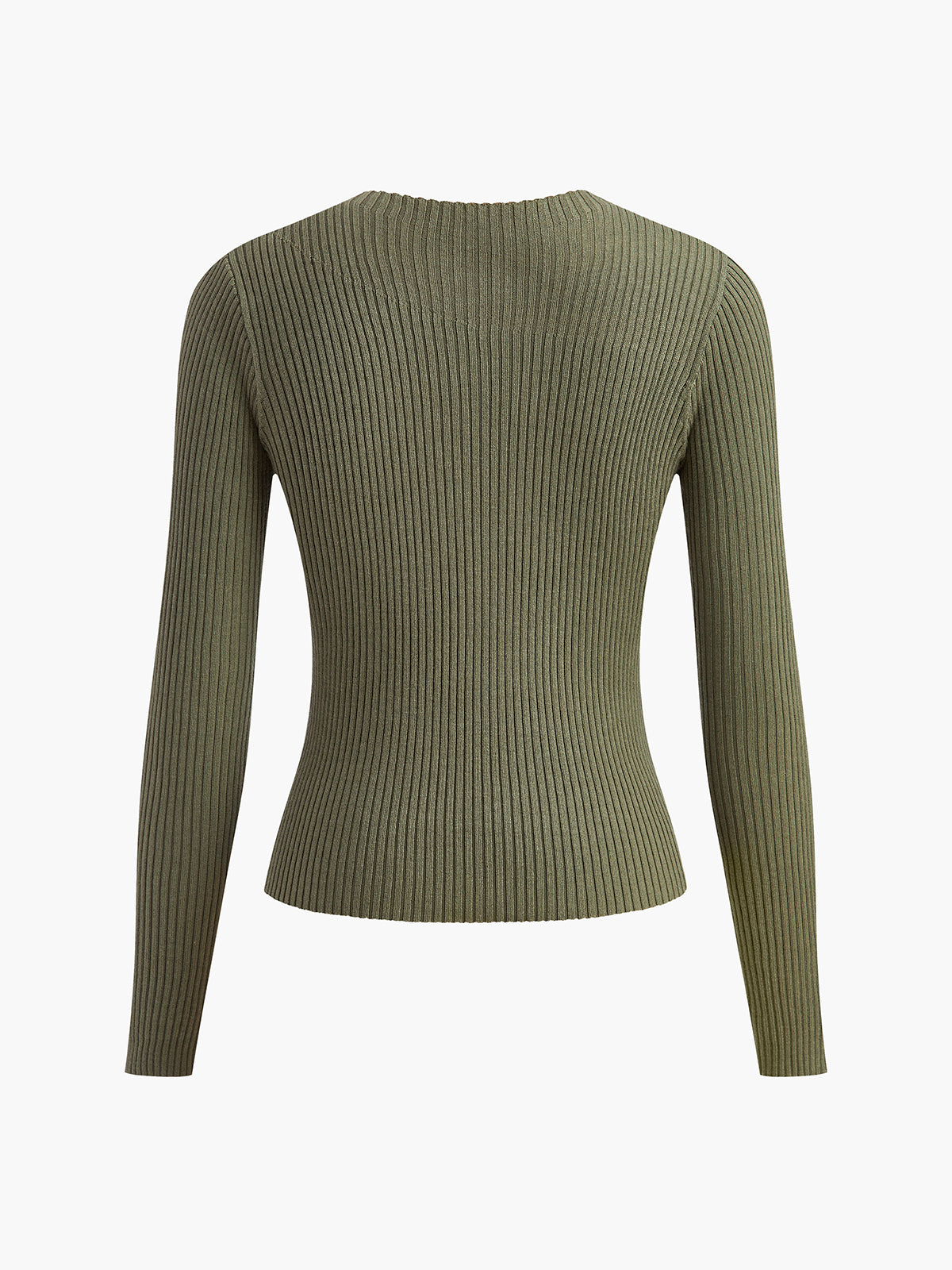 Knit Ribbed Crew Neck Asymmetric Top