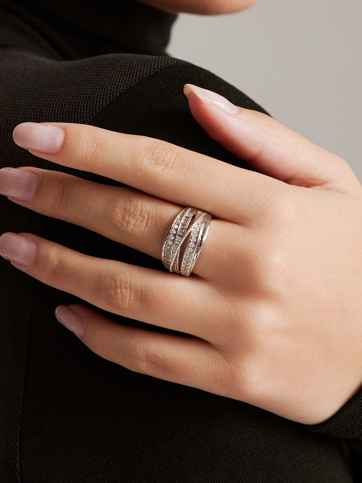 Elegant Multi-Layer Zircon Ring