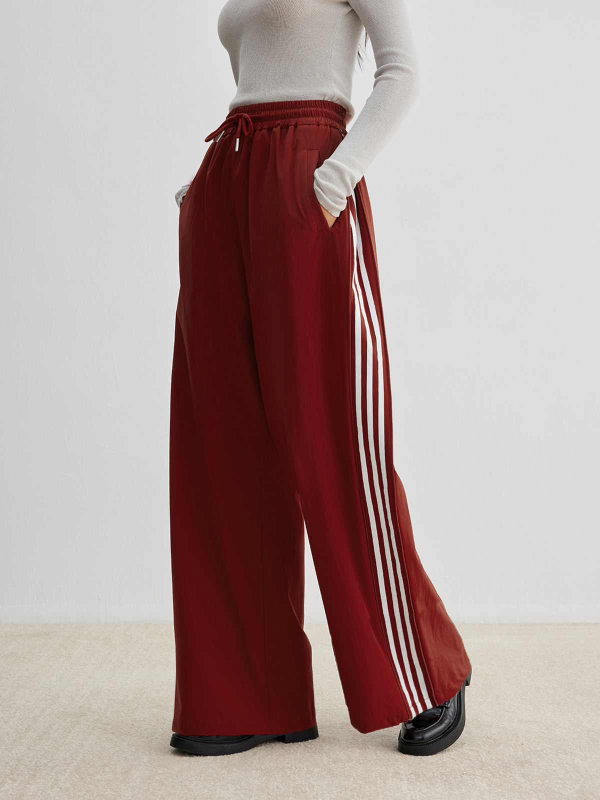 Athleisure Side Pinstripe Drawstring Pants