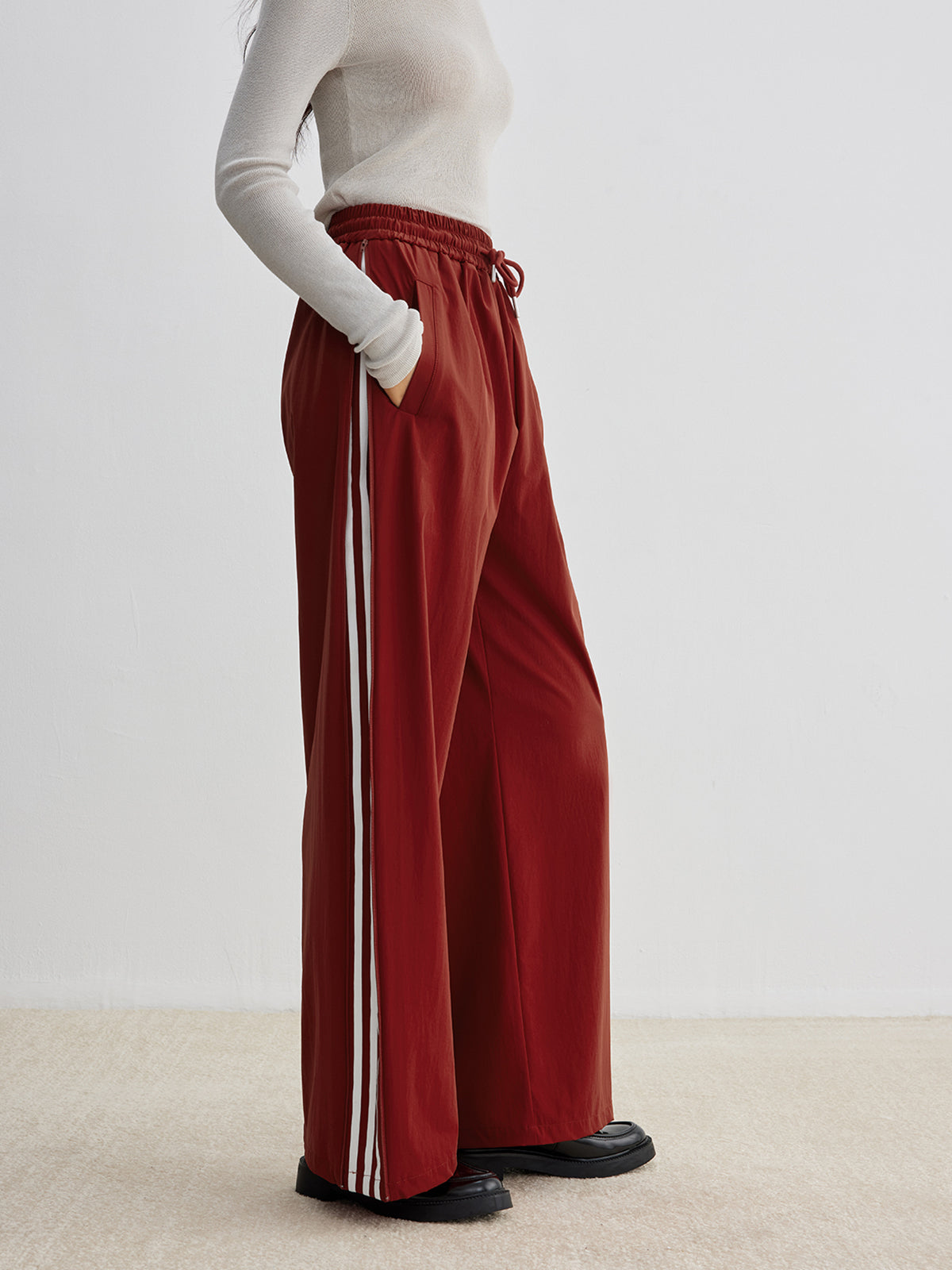 Athleisure Side Pinstripe Drawstring Pants