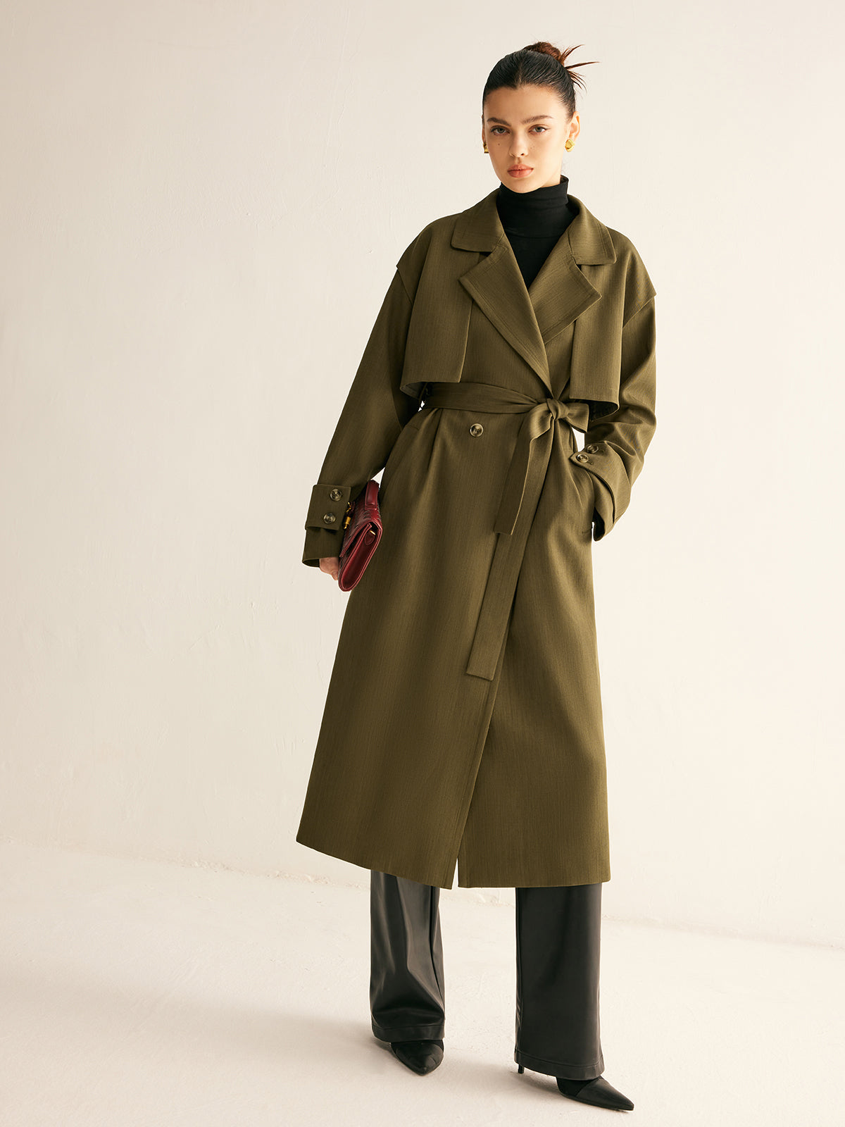 Retro Belted Long Trench Coat