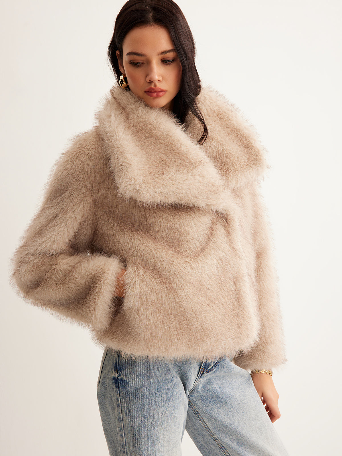 Faux Fur Button Wool Coat