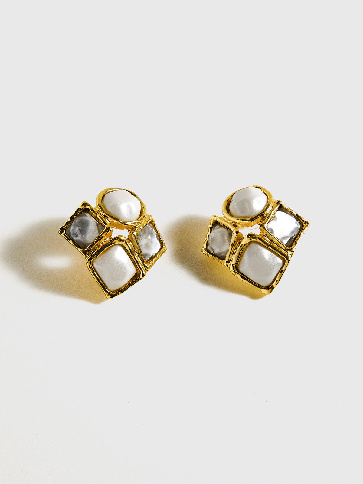 Square Imitation Pearl Stud Earrings