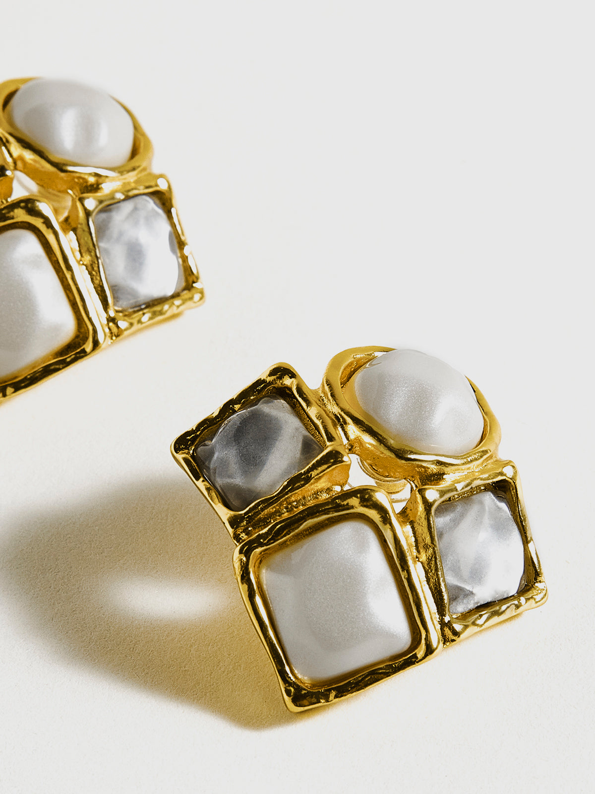 Square Imitation Pearl Stud Earrings