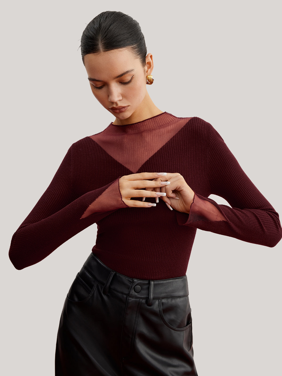 Minimalist Sheer Ribbed Stretch Sweater