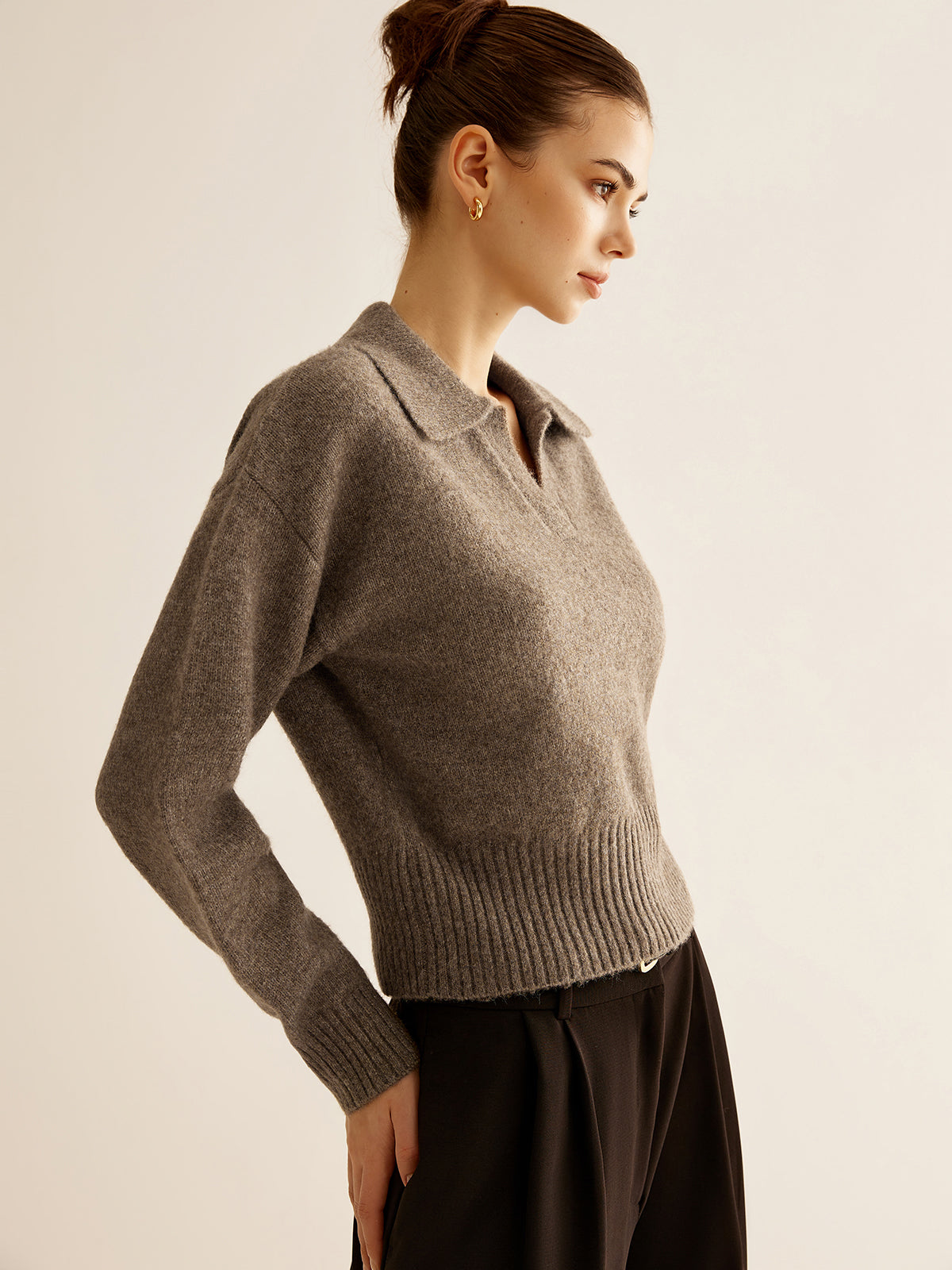 Wool-Blend Polo Sweater