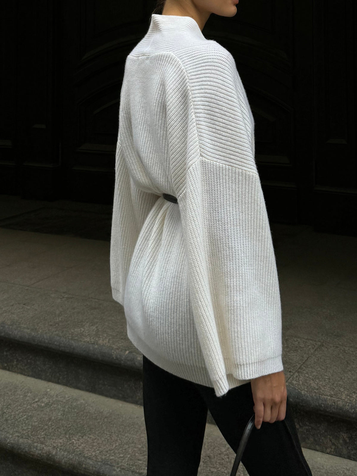 Minimalist Ribbed Belted Cardigan