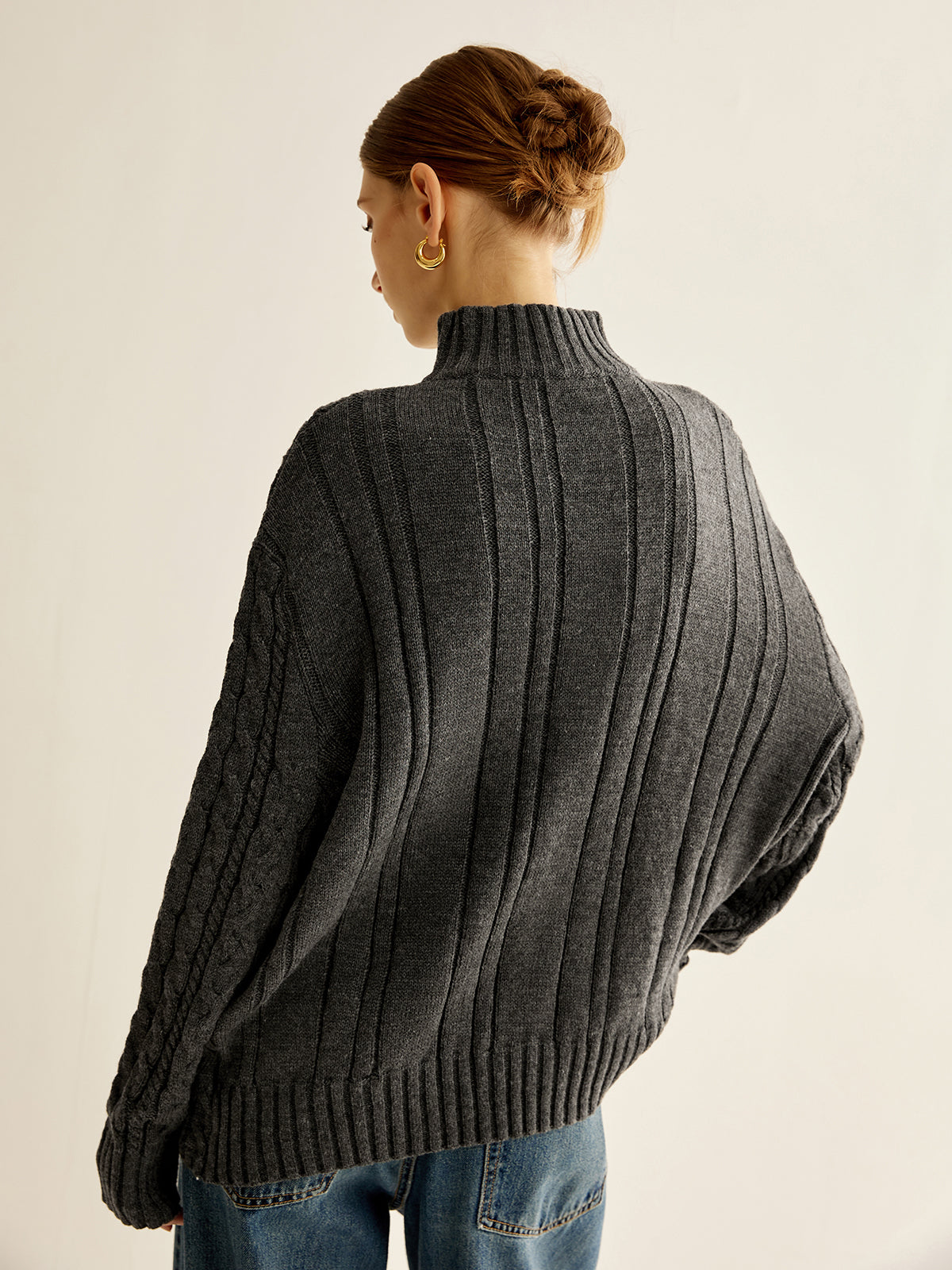 Asymmetrical Mock-Neck Sweater